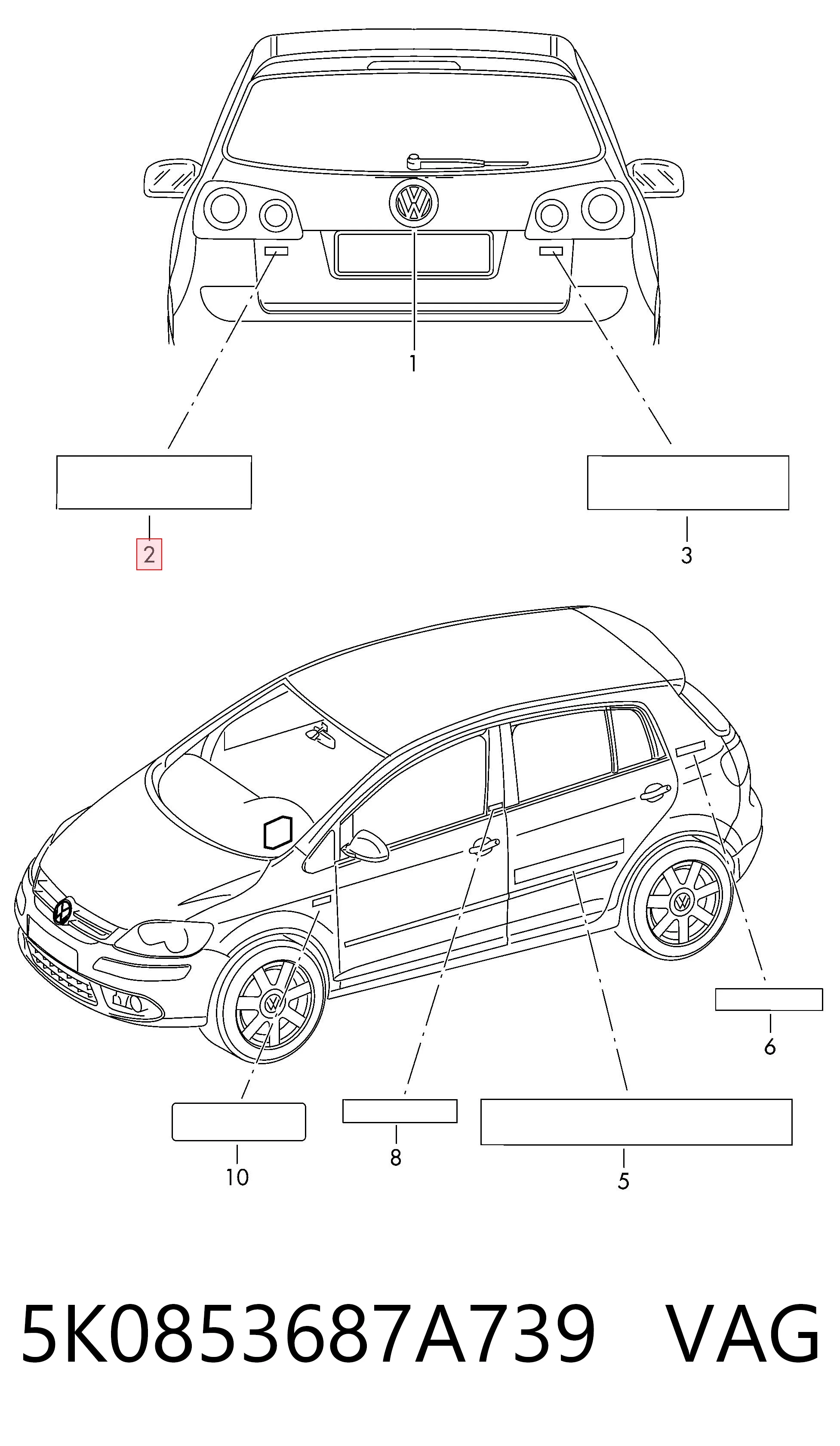 Emblemat na klapę bagaznika (znaczek firmowy) do Volkswagen Golf VI 5K1
