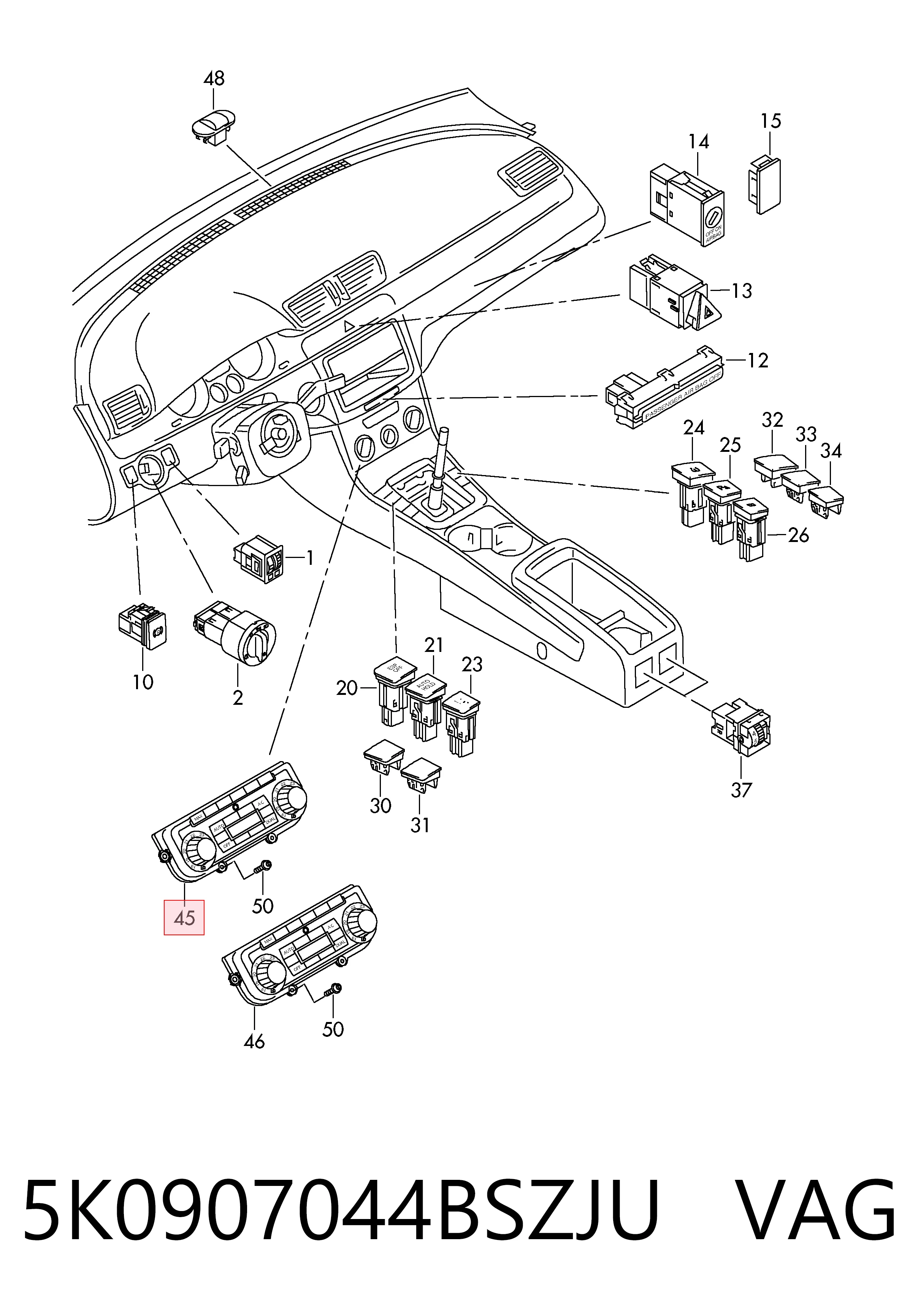 Sterownik trybów ogrzewania/klimatyzacji Volkswagen Golf VI hatchback (5K1) (2008 - 2014) cena, od 71,54 USD