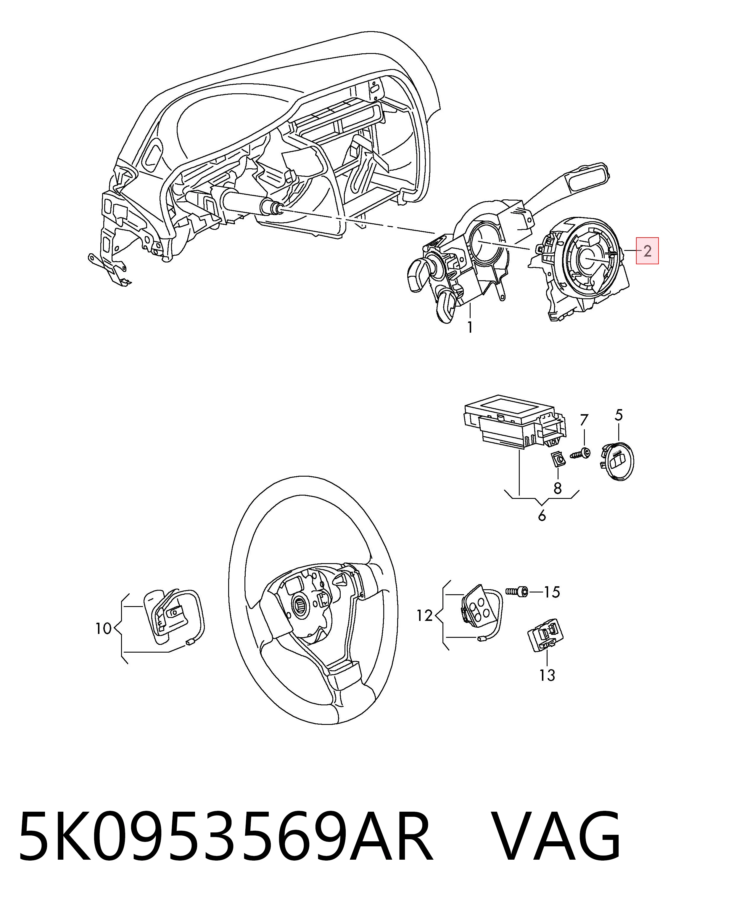 5K0953569AR VAG Pierścień kontaktowy AIRBAG, taśma kierownicy
