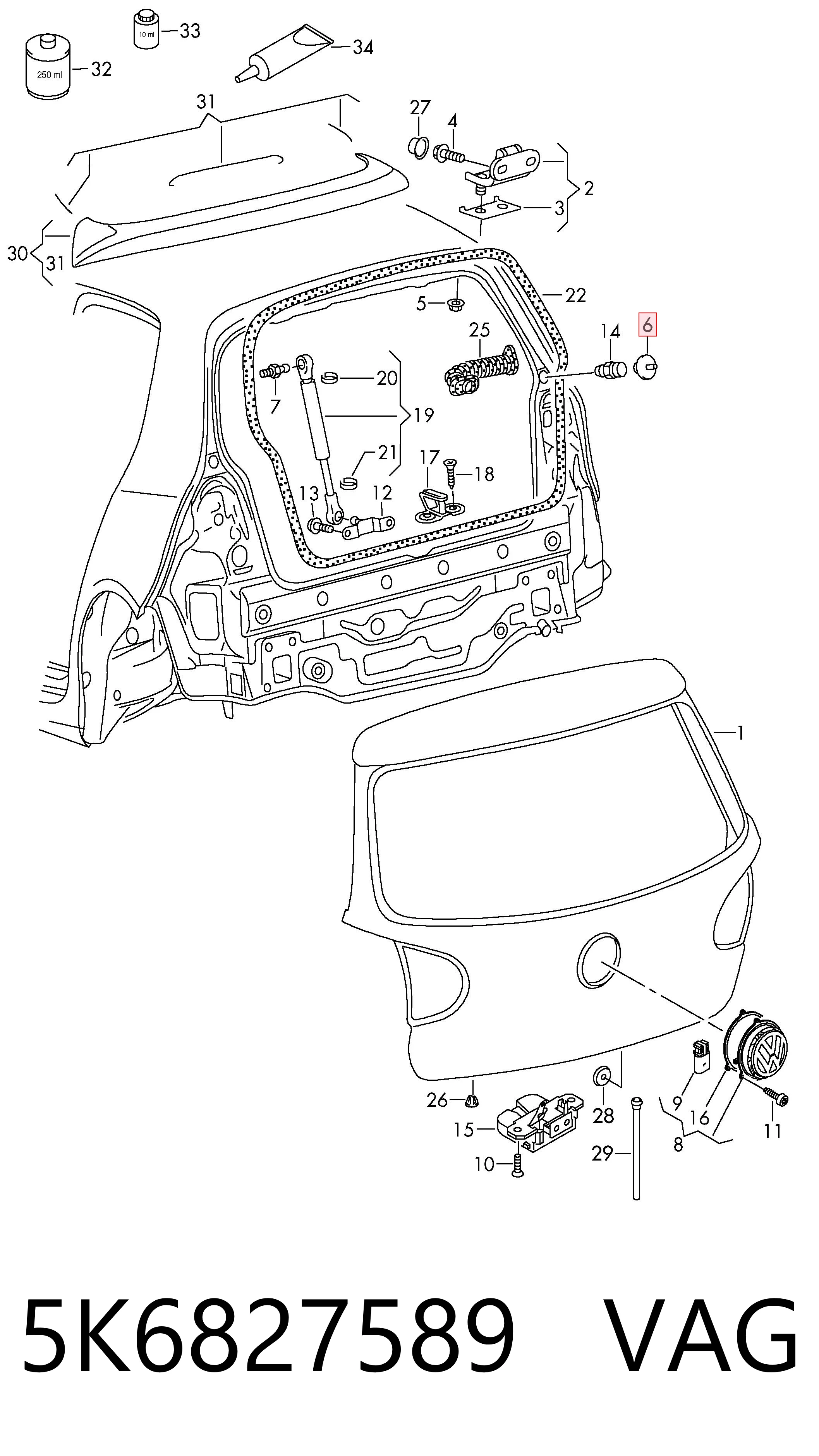 Drzwi tylne (bagażnika 3/5) Volkswagen Golf VI hatchback (5K1) (2008 - 2014) cena, od 420,53 USD