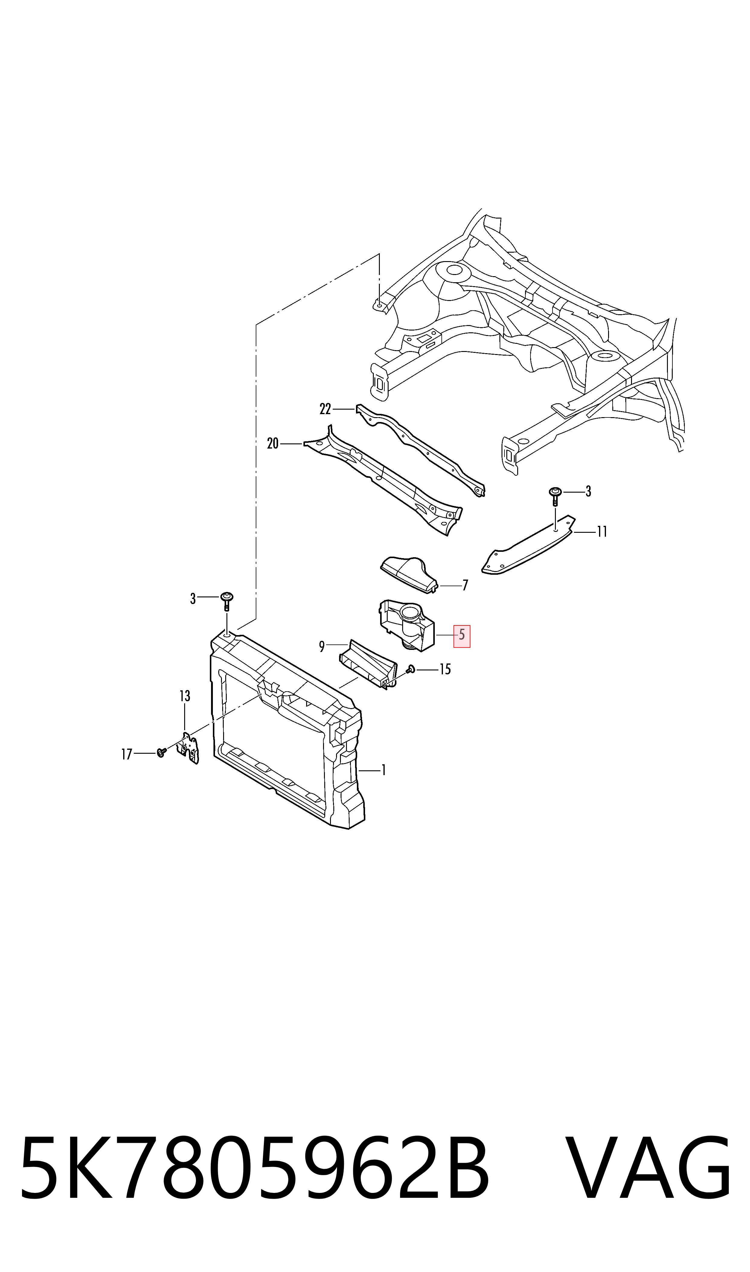 5K7805962B VAG Wlot powietrza do filtra powietrza