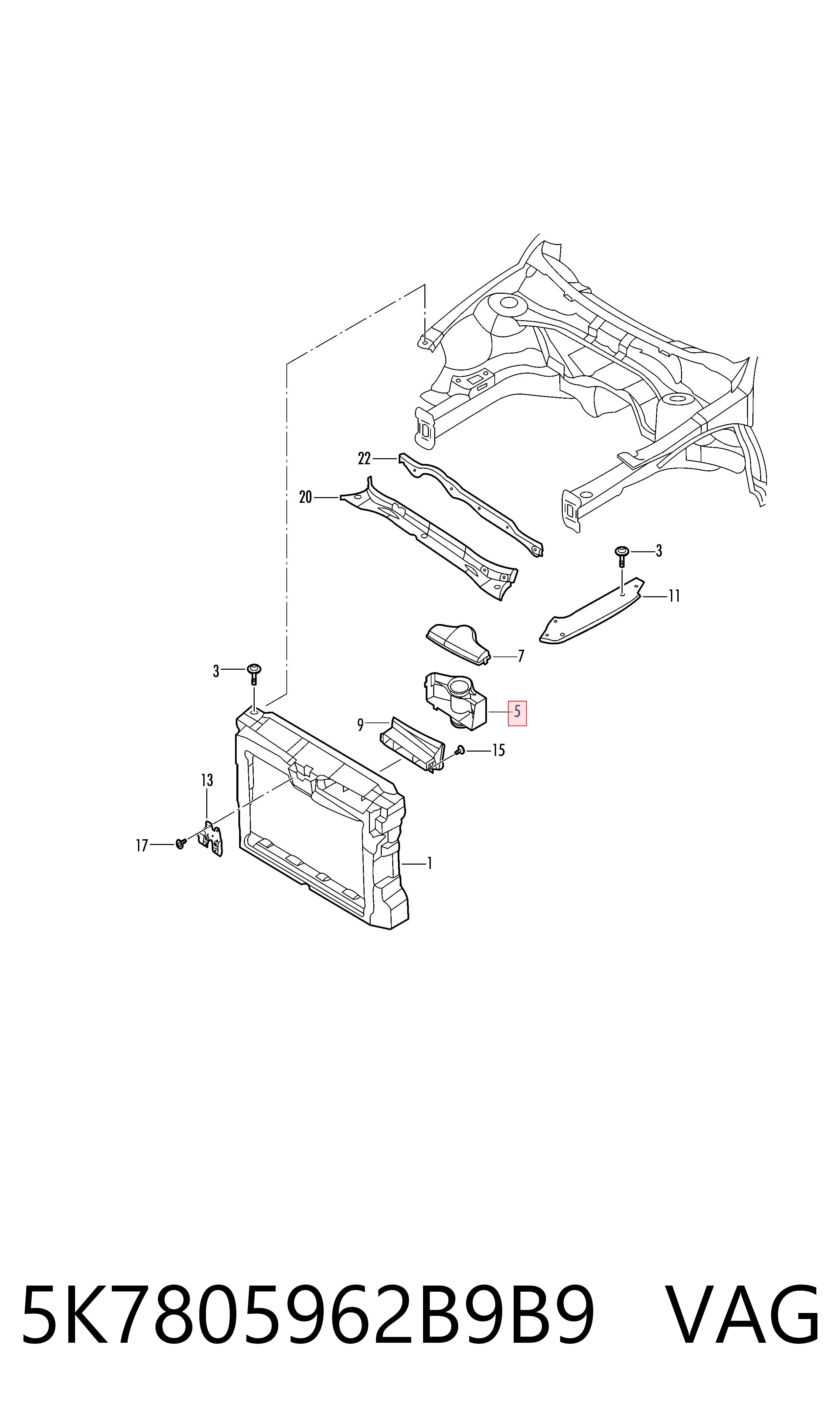 5K7805962B9B9 VAG Wlot powietrza do filtra powietrza