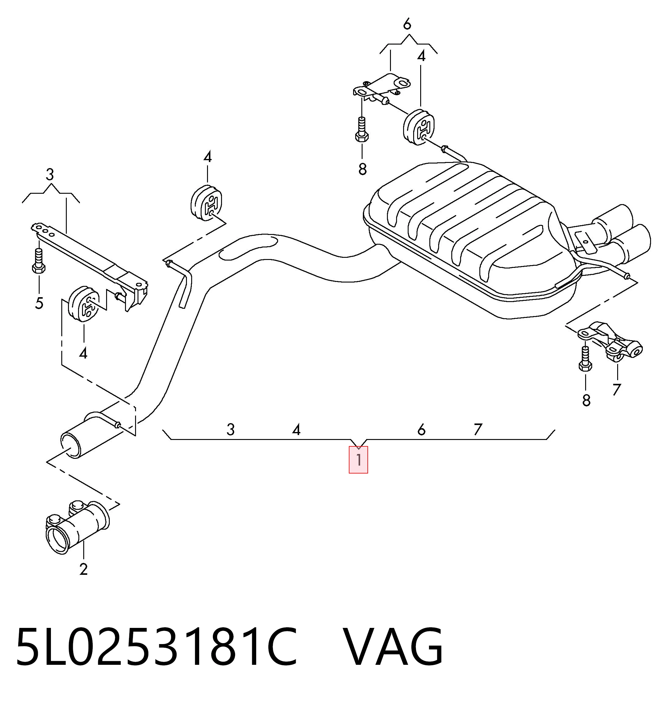 Tłumik, tylna część do Skoda Yeti  5L