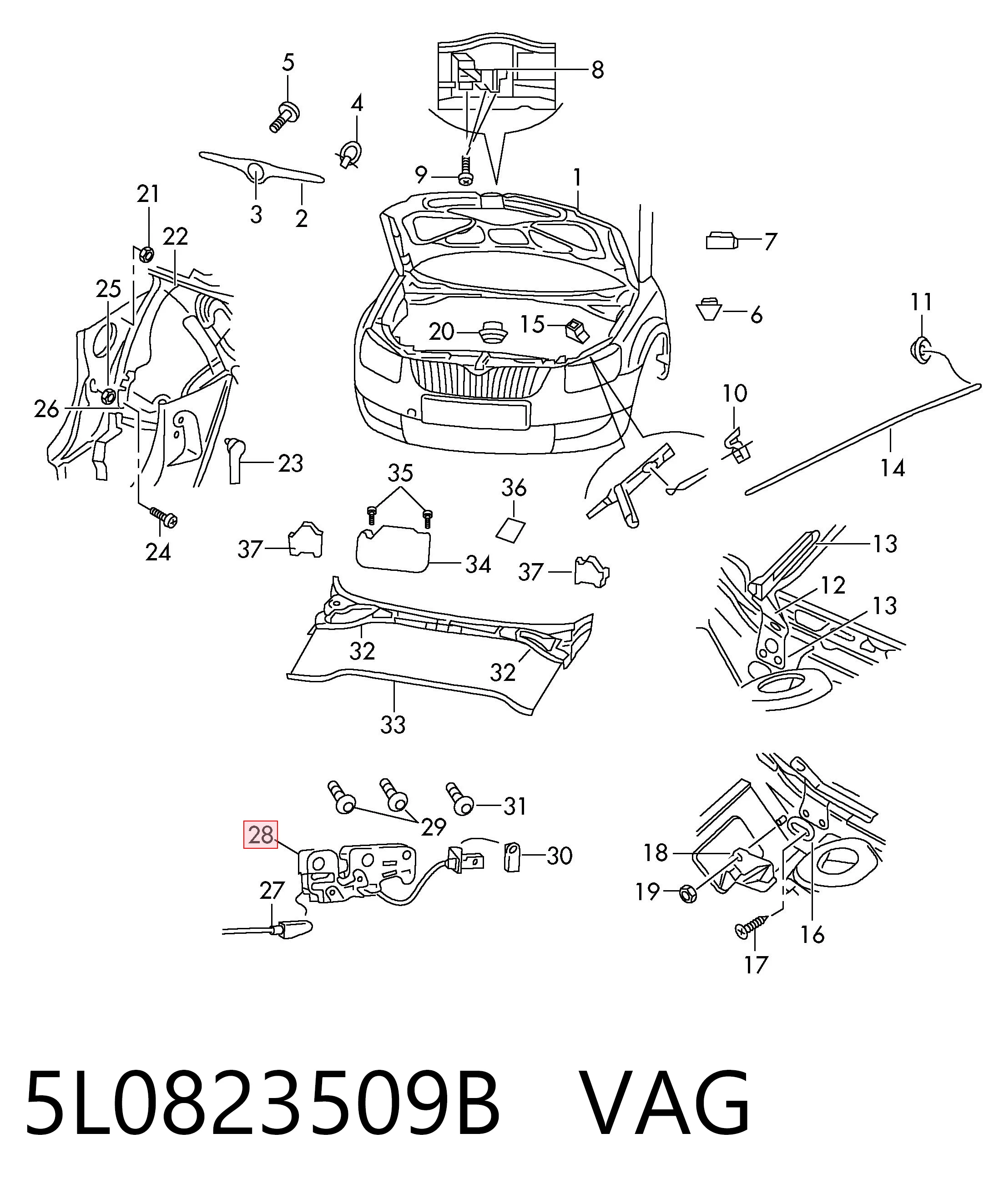 5L0823509B VAG Zamek maski