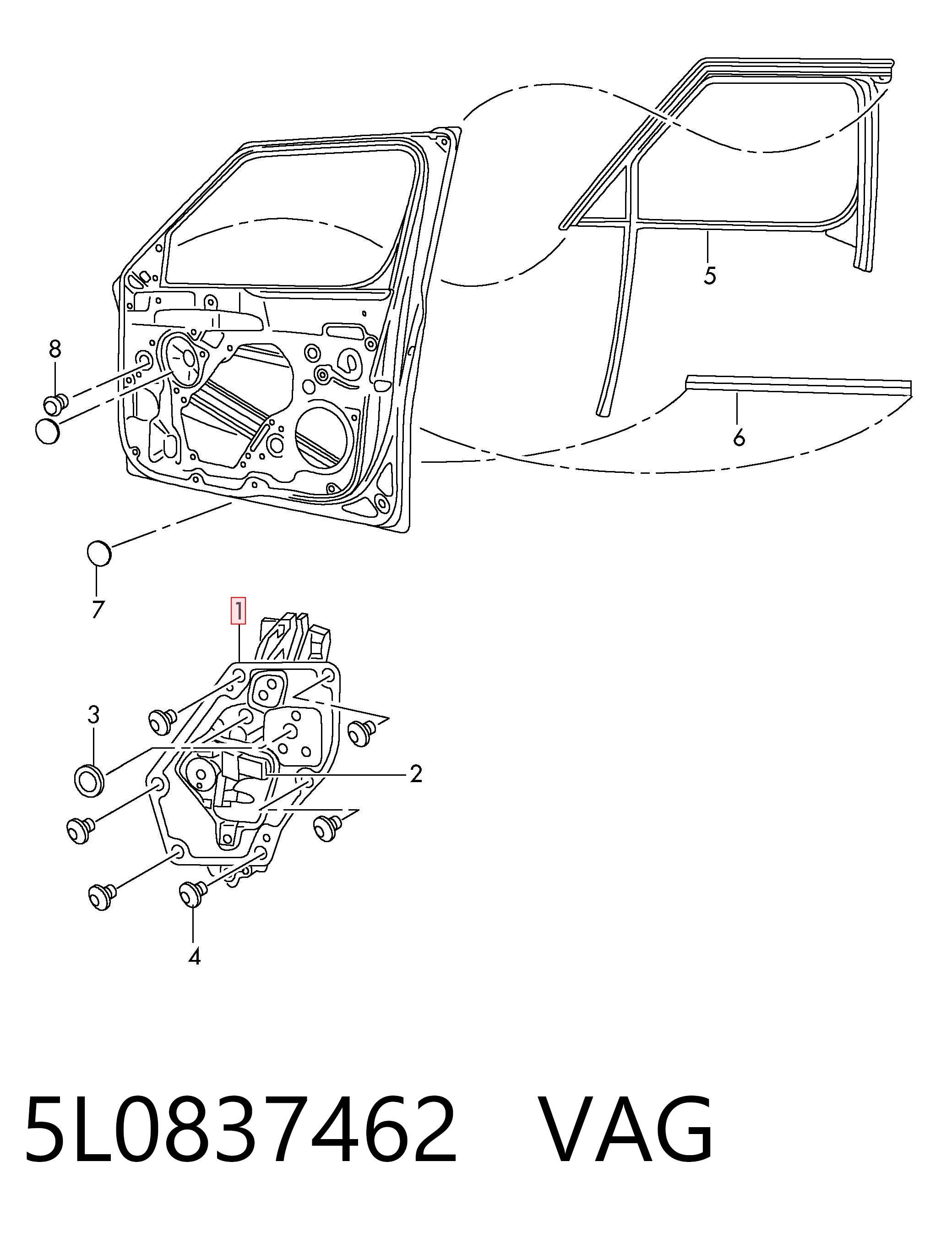 Mechanizm podnoszenia szyby drzwi przednich prawych Skoda Yeti SUV (5L) (2009 - 2017) cena, od 95,39 USD