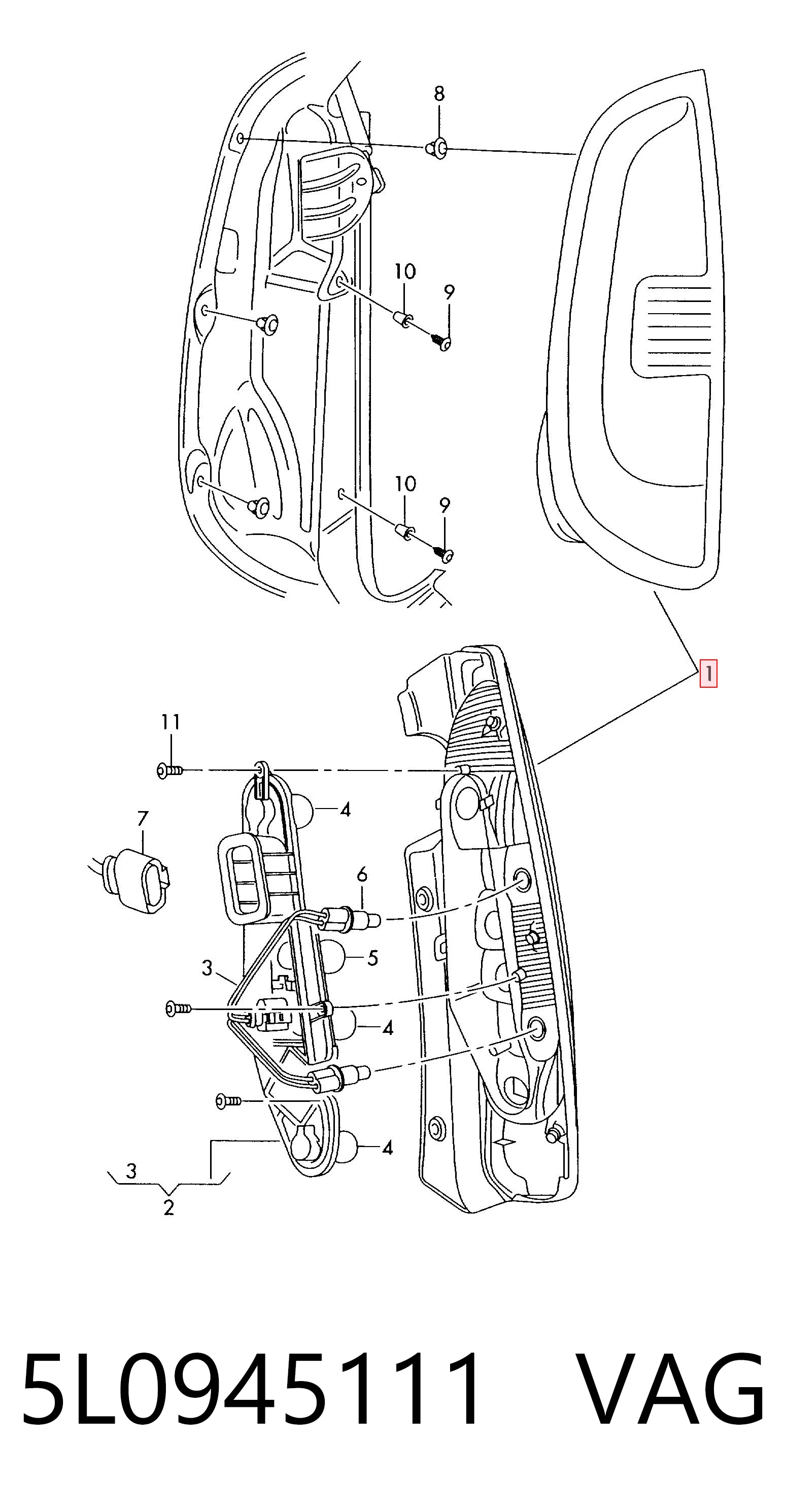 Lampa zespolona tylna lewa Skoda Yeti 