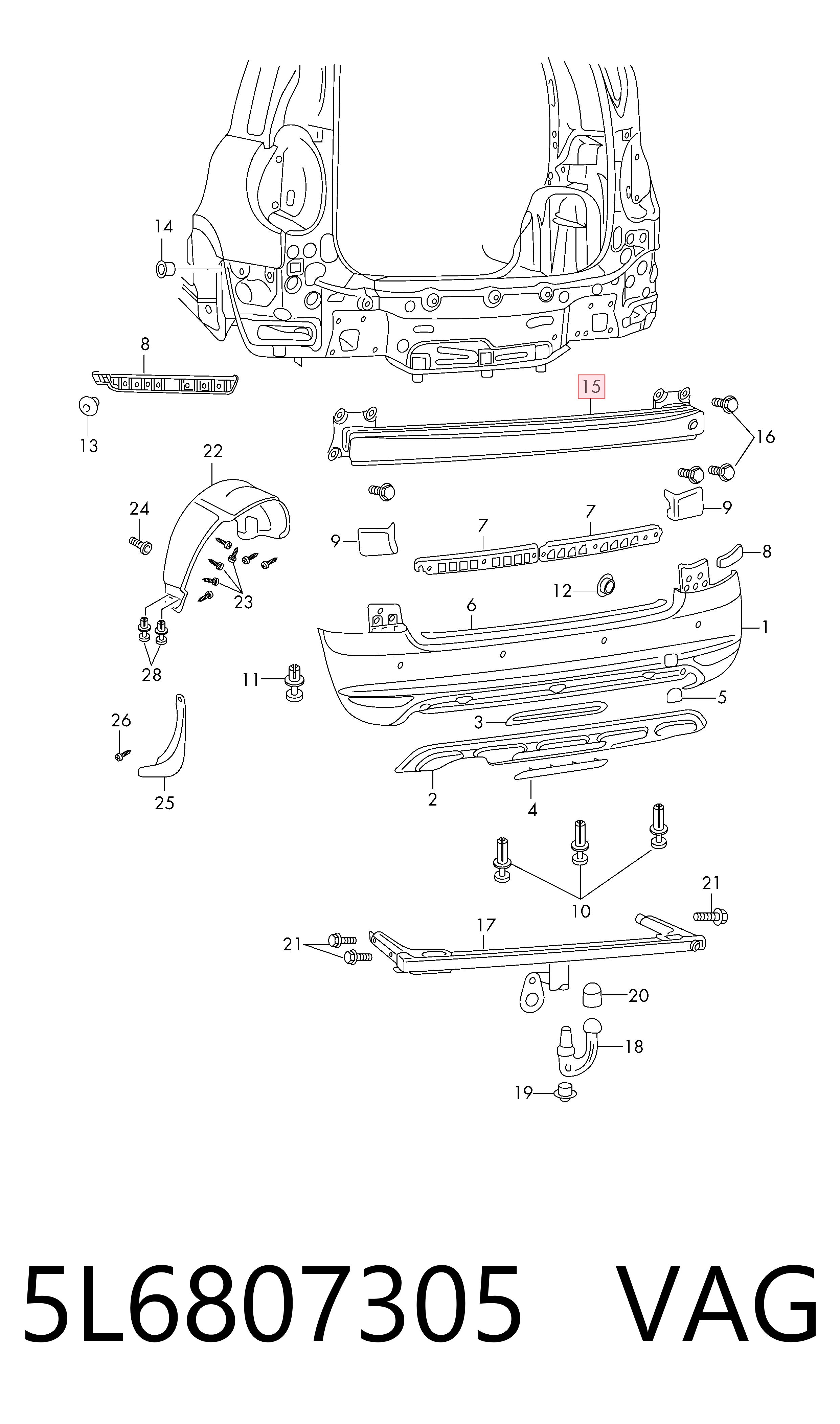 Wzmocnienie zderzaka tylnego do Skoda Yeti  5L