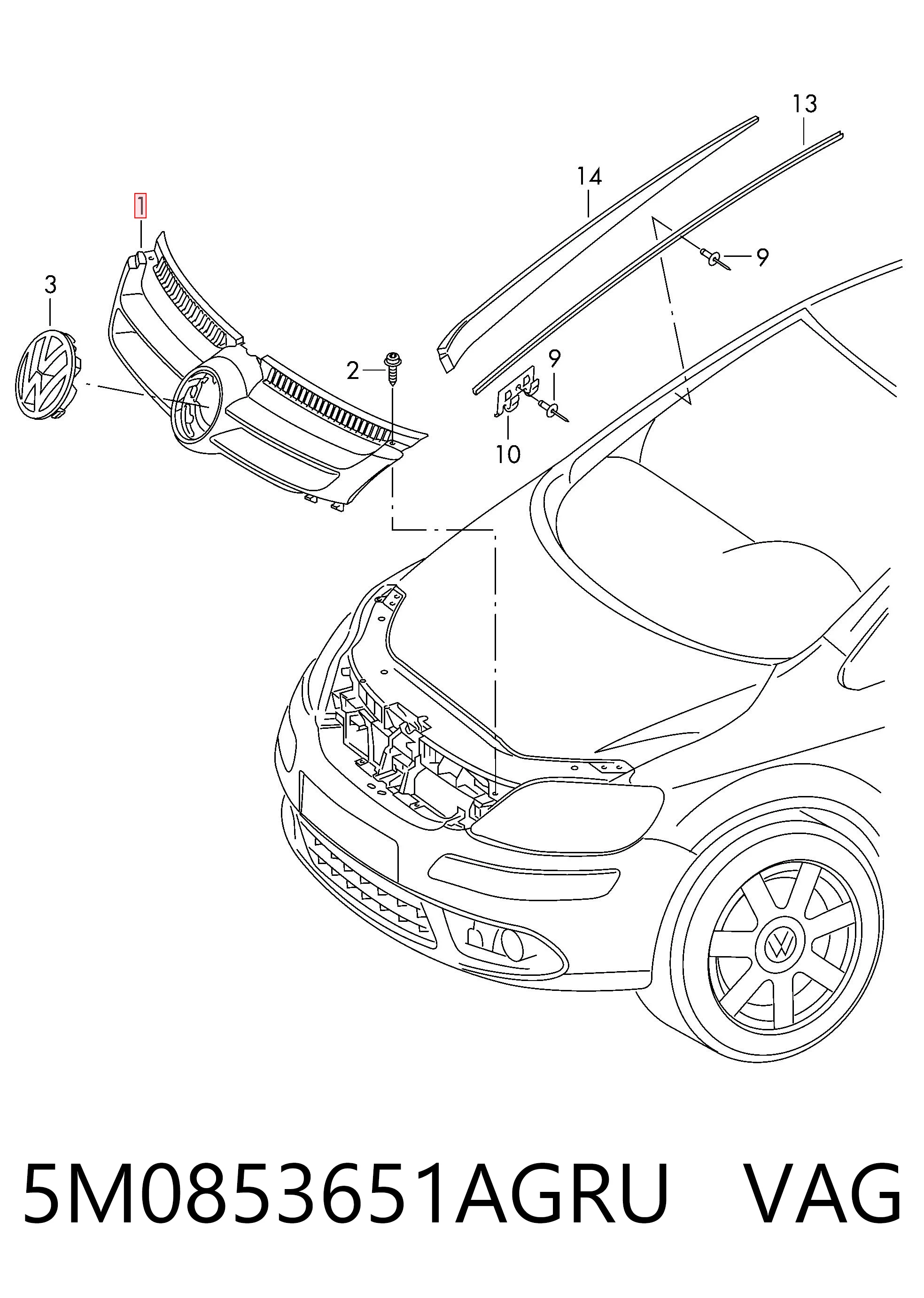 Atrapa chłodnicy Volkswagen Golf PLUS V hatchback (5M1, 521) (2004 - 2008) cena, od 56,48 USD