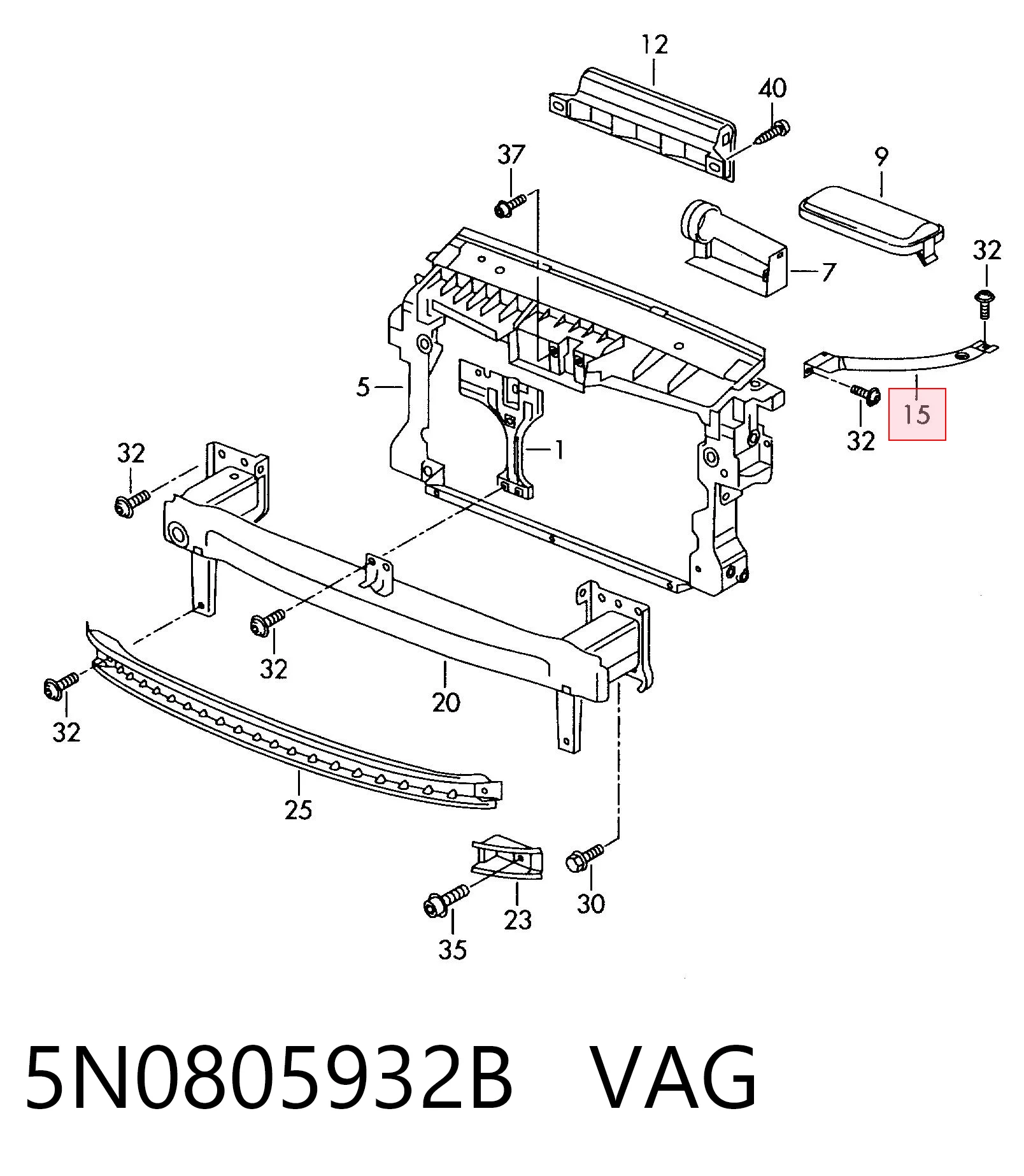 5N0805932B VAG Wspornik zderzaka przedniego prawy