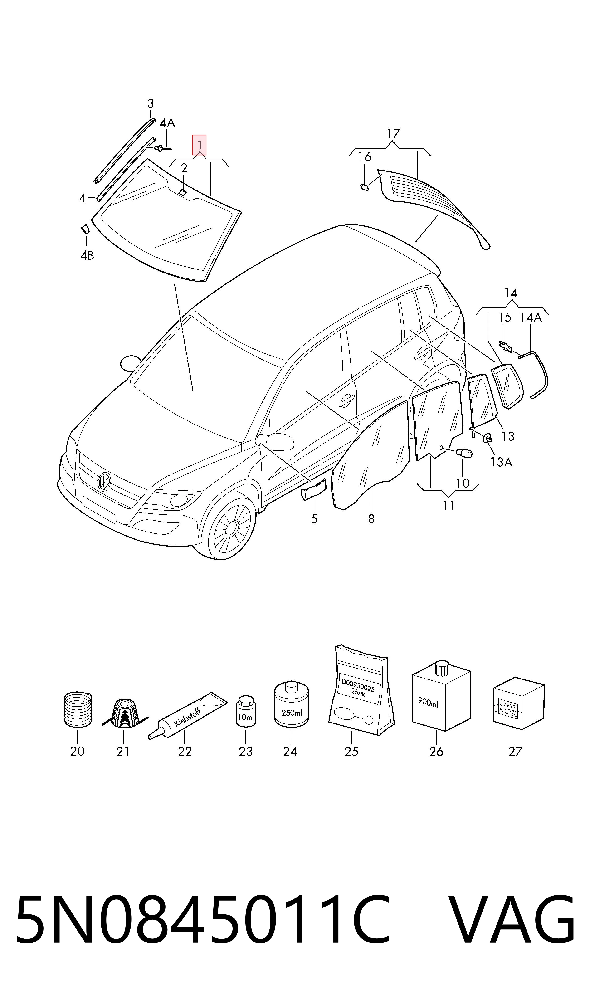 Szyba przednia do Volkswagen Tiguan I 5N1, 5N2