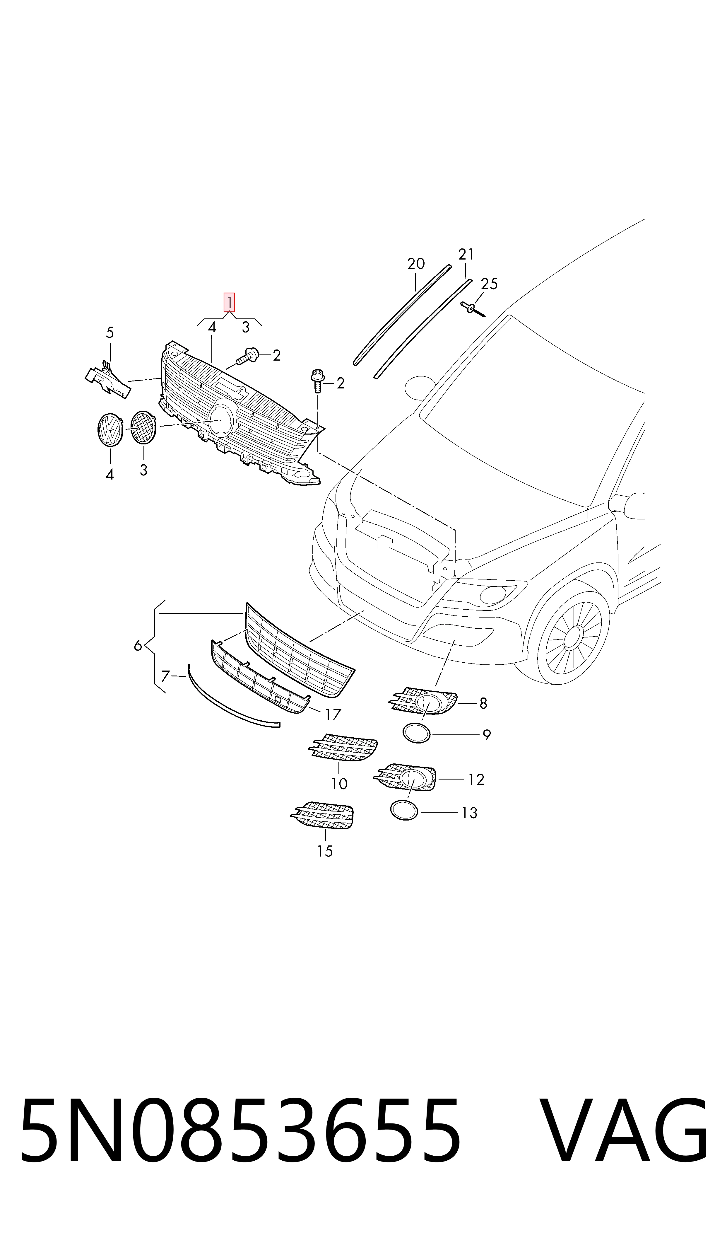  Atrapa chłodnicy Volkswagen Tiguan 1