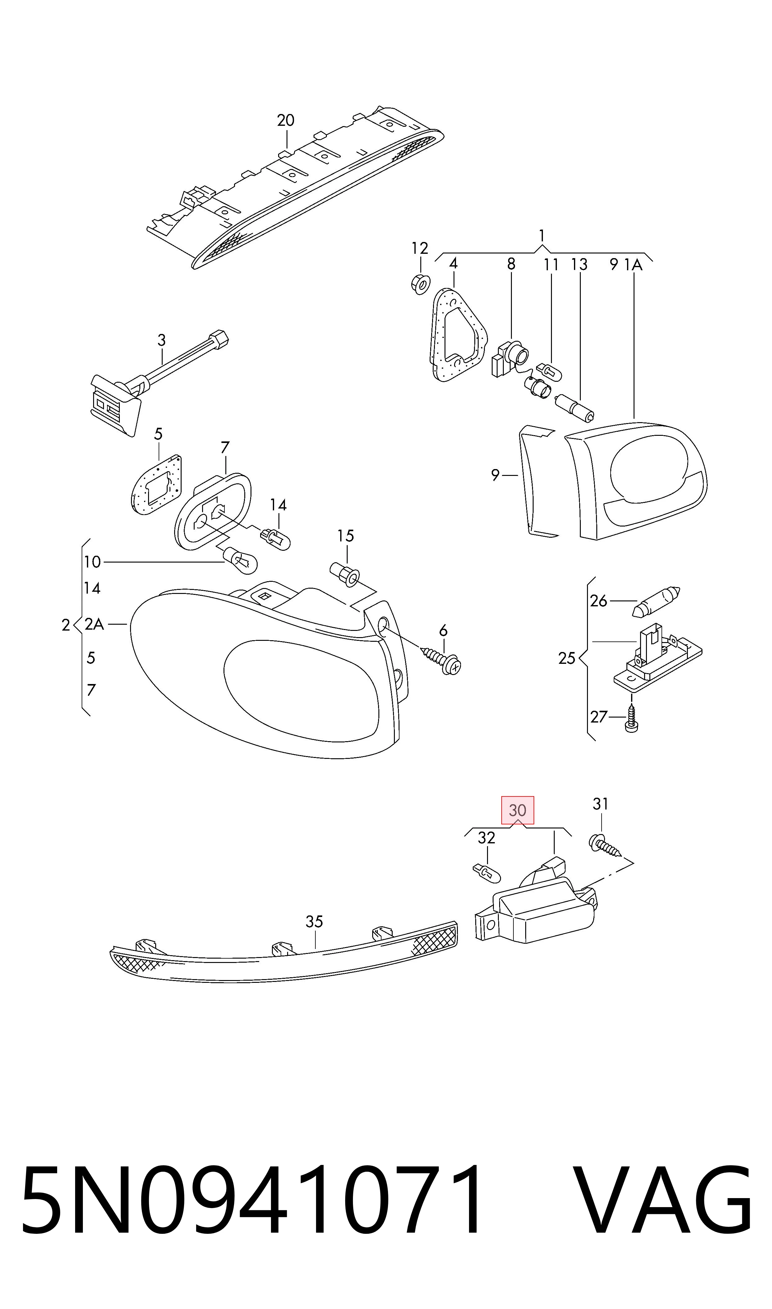 5N0941071 VAG Lampa cofania lewa