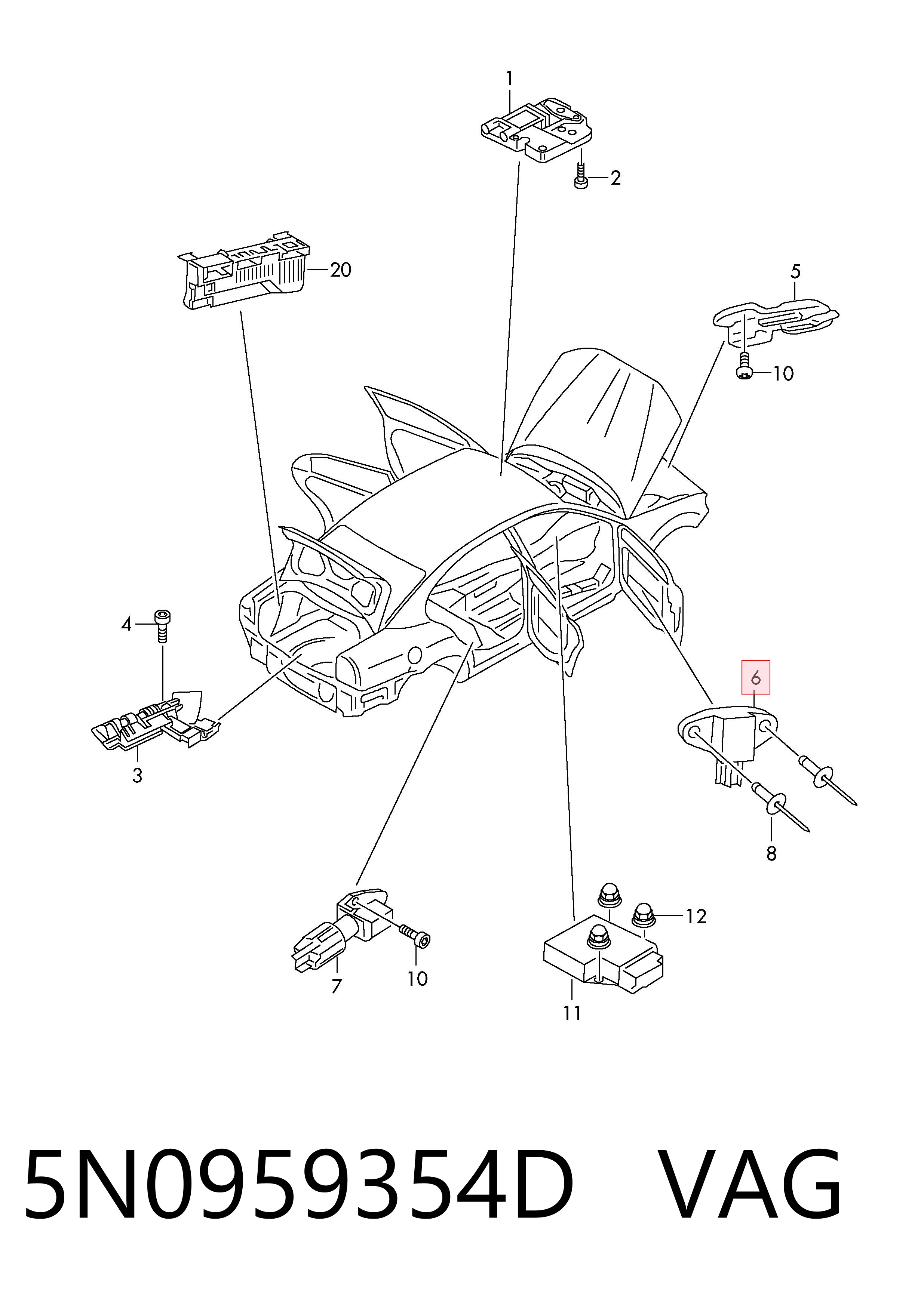 5N0959354D VAG Czujnik AIRBAG przedni