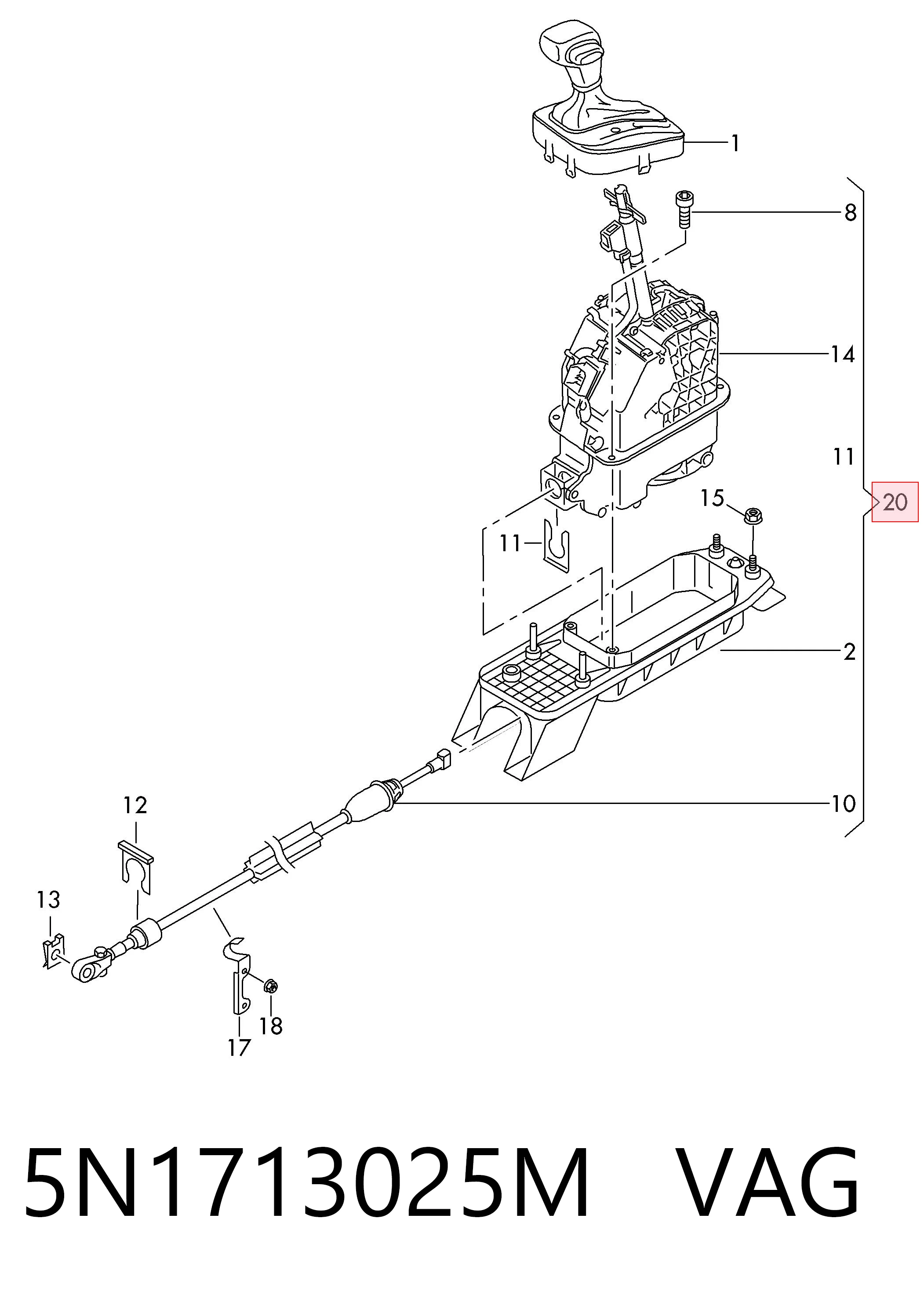 Do koszyka Mechanizm zmiany biegów (cięgno) Audi Q3  8UB, 8UG