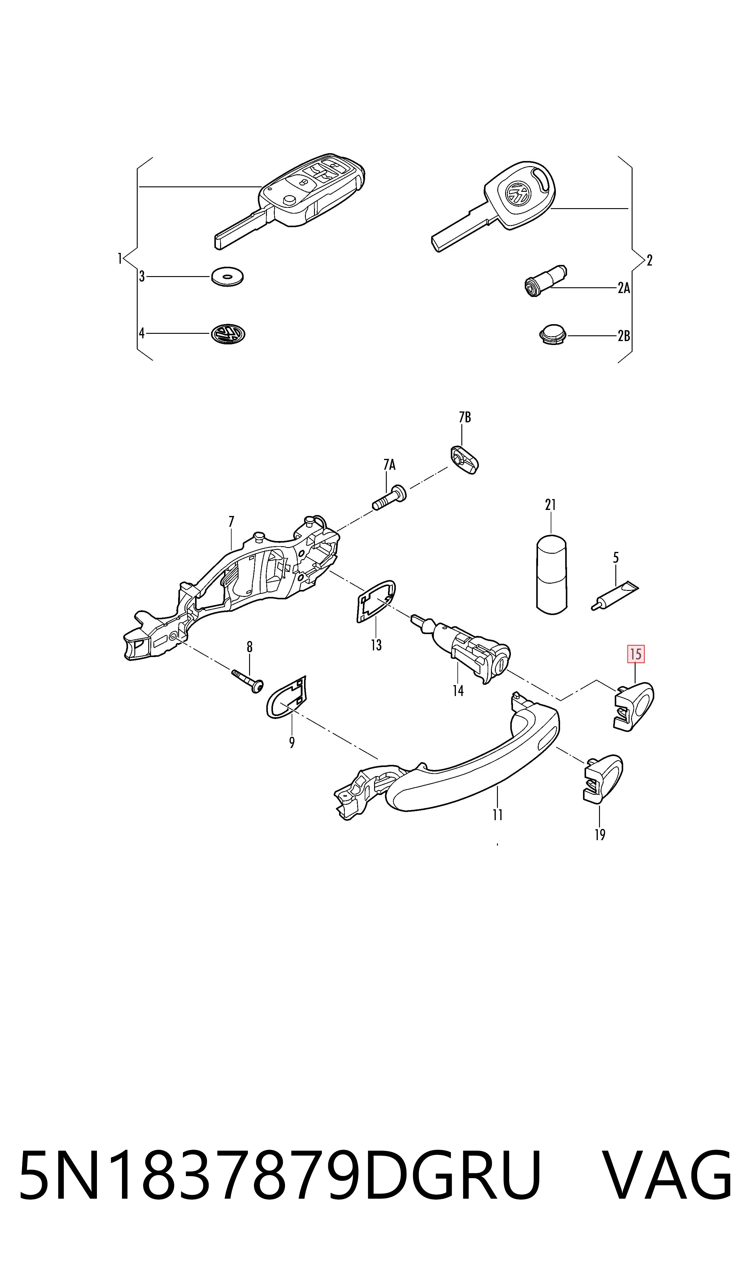 Pokrywa klamki zewnętrznej drzwi przednich lewych VAG 5N1837879DGRU cena, od 17,82 USD