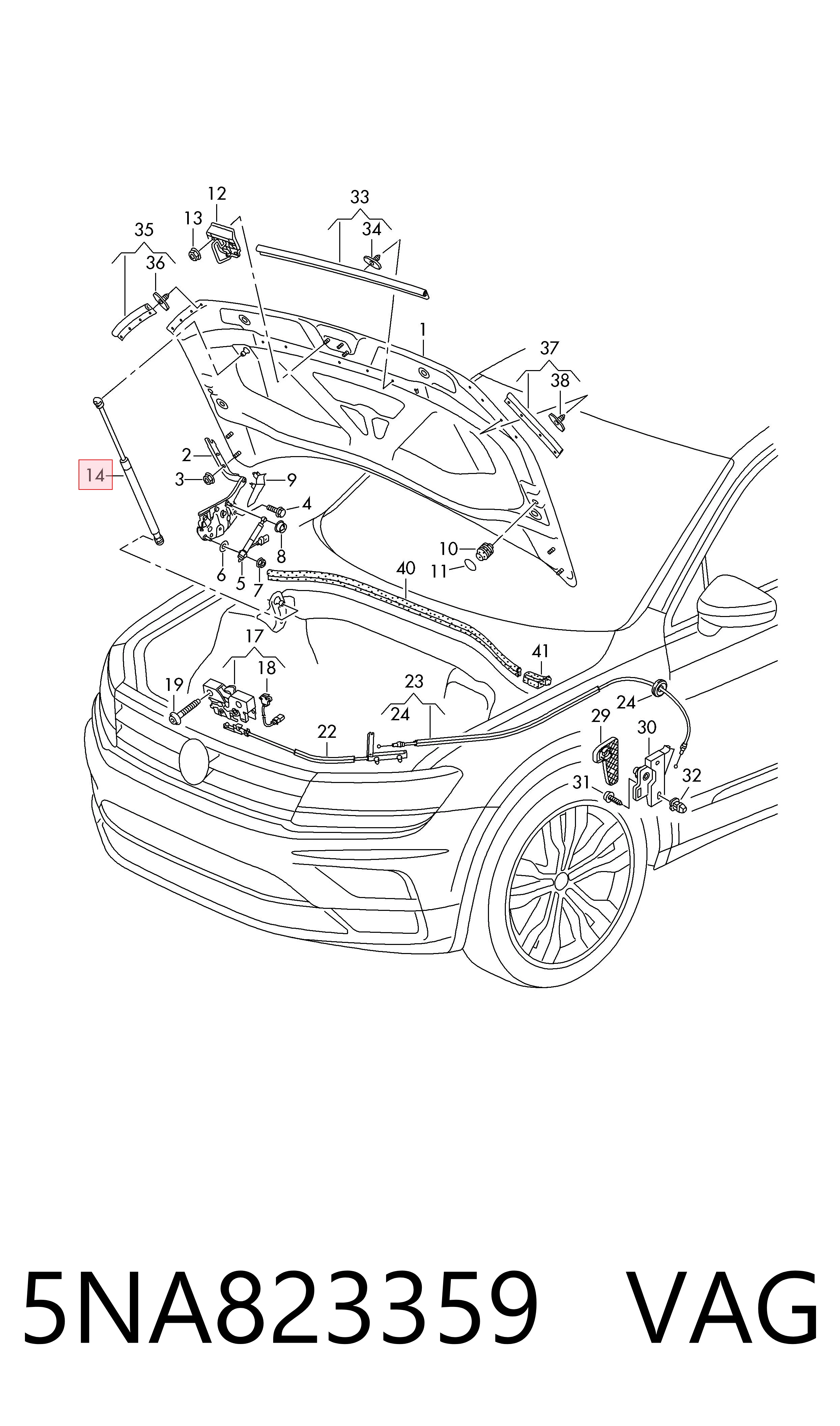  Amortyzator maski Volkswagen Tiguan 2