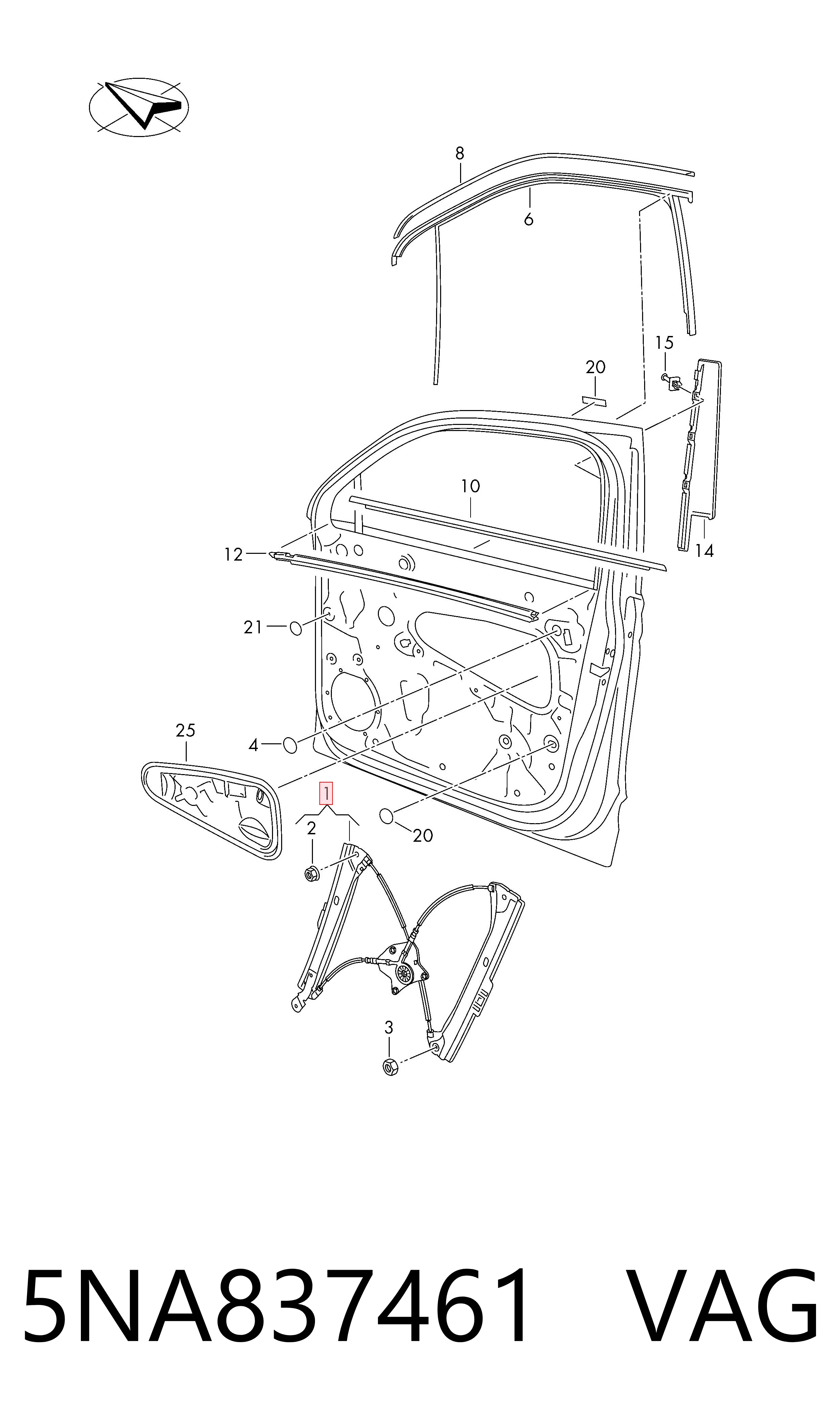 Mechanizm podnoszenia szyby drzwi przednich lewych Volkswagen Tiguan Allspace  SUV (BW2, BJ2) (2017 - 2026) cena, od 94,97 USD