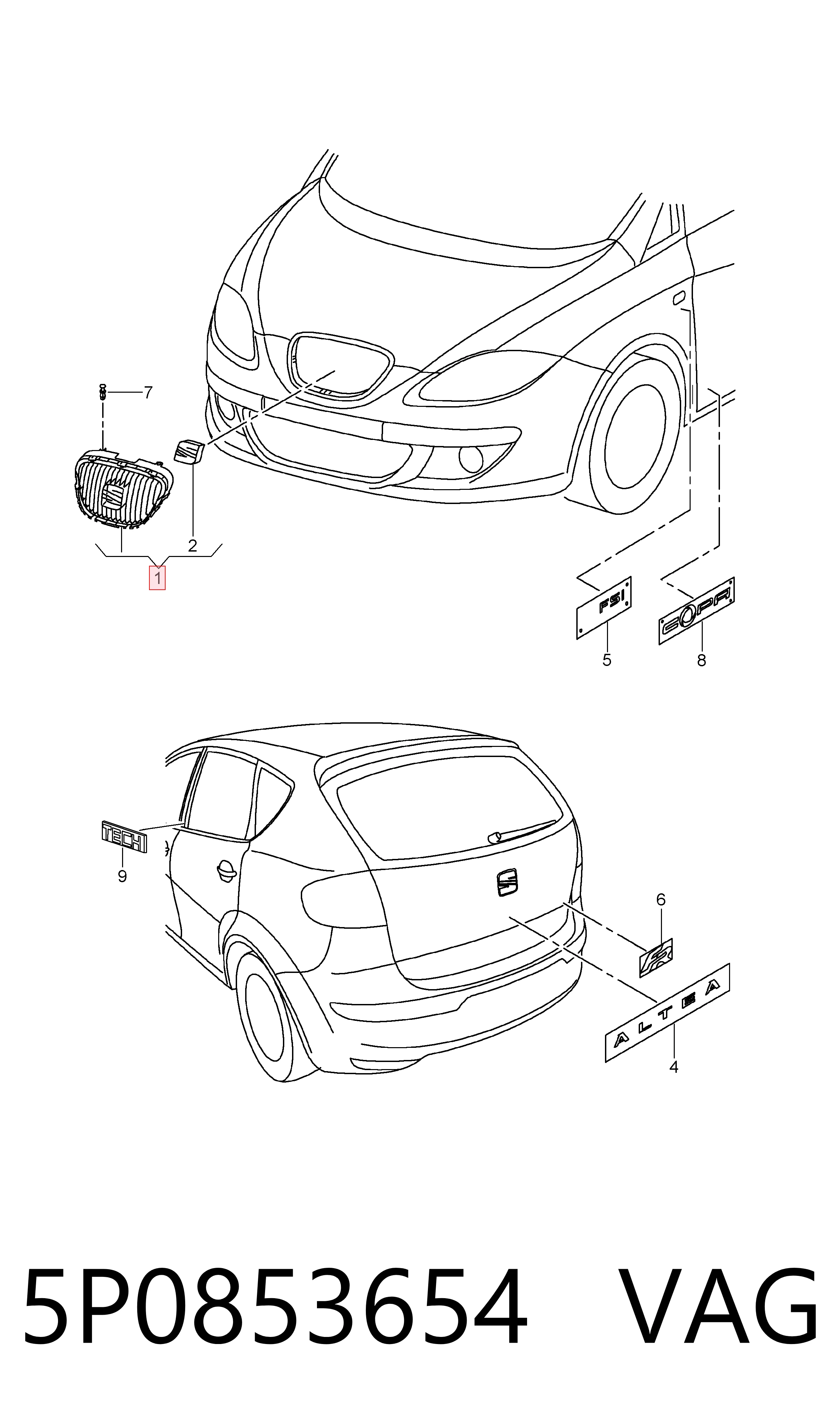 Atrapa chłodnicy Seat Altea XL