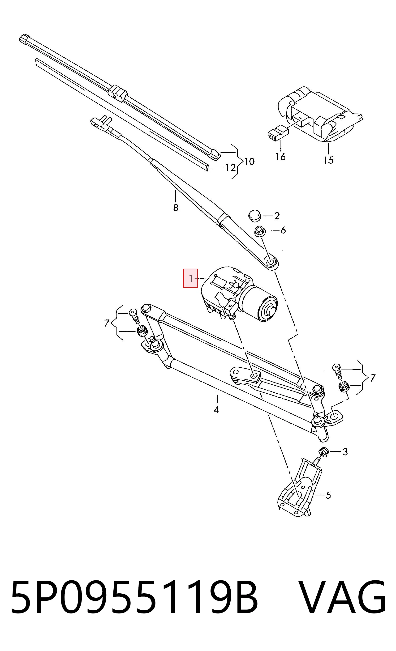Do koszyka Silniczek wycieraczki szyby przedniej Seat Toledo III 5P2