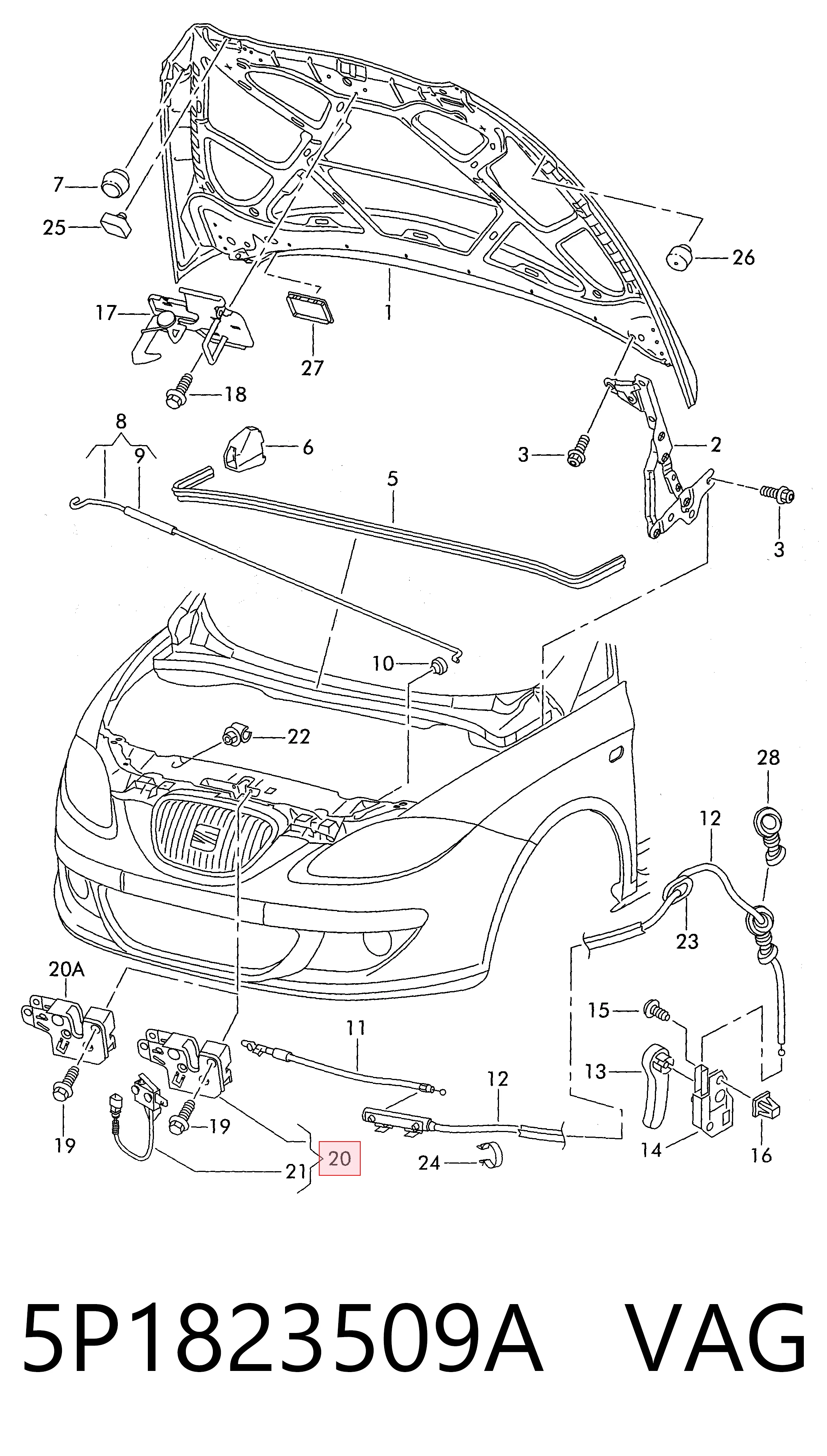 Zamek maski do Seat Toledo III 5P2