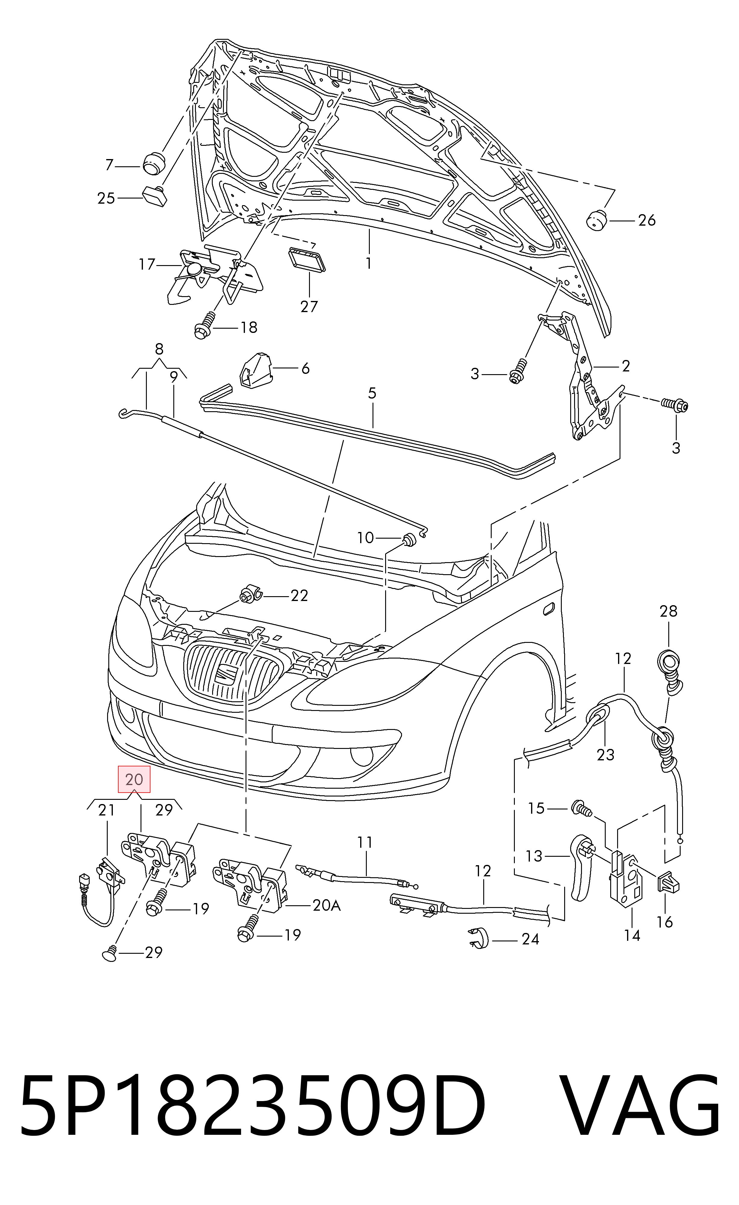 Do koszyka Zamek maski Seat Toledo III 5P2