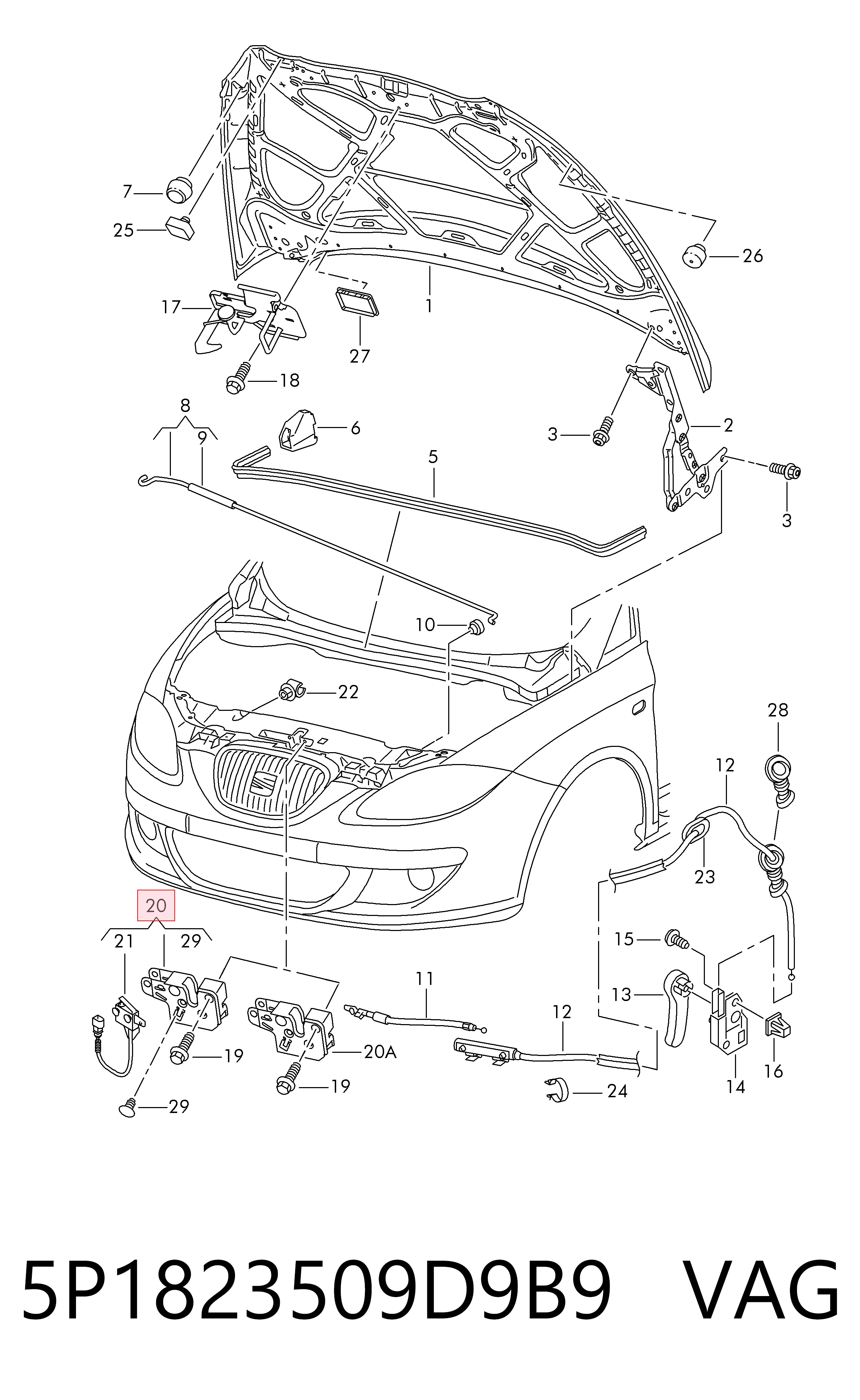 Zamek maski Seat Toledo III minivan (5P2) (2004 - 2009) cena, od 37,81 USD