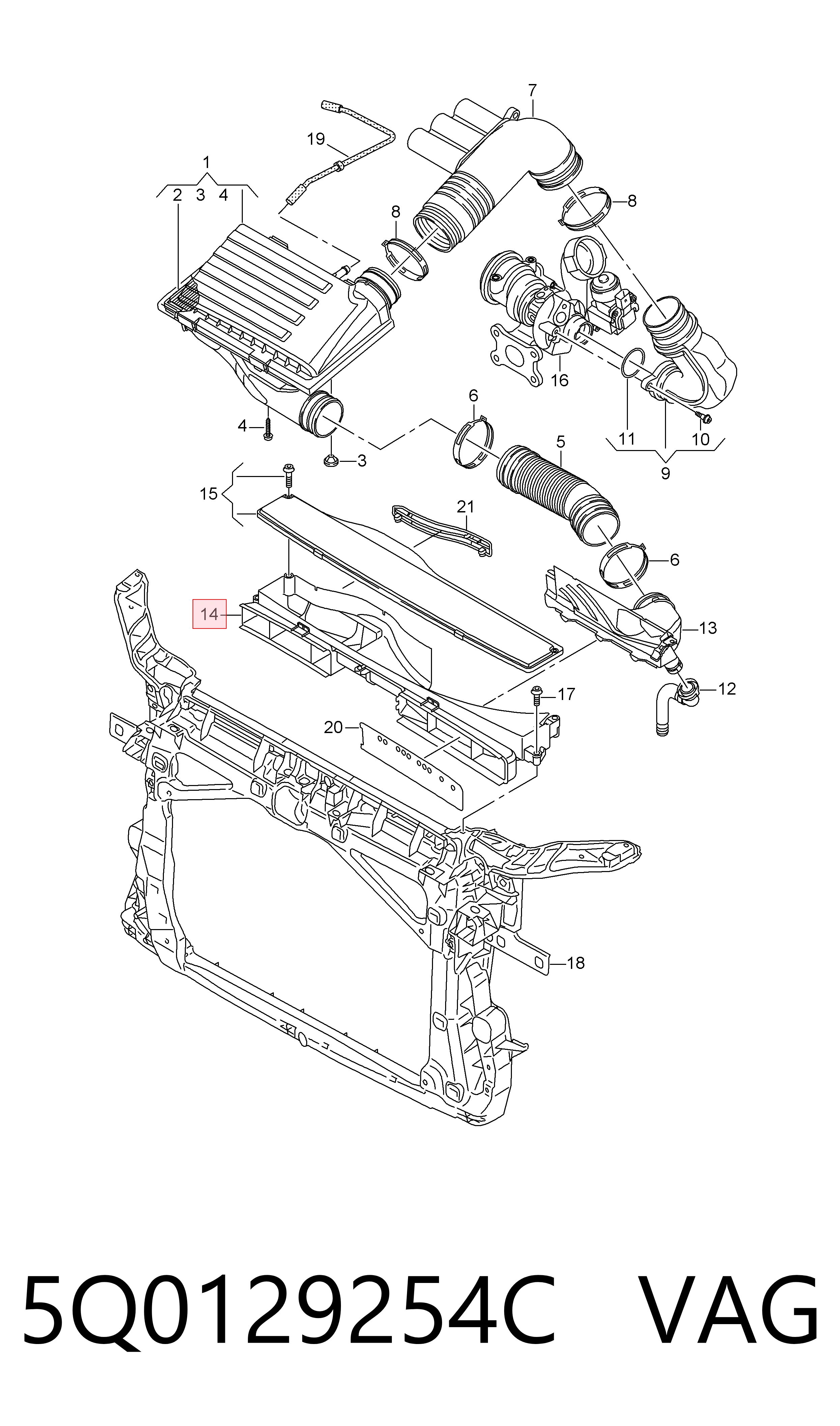 5Q0129254C VAG Wlot powietrza do filtra powietrza