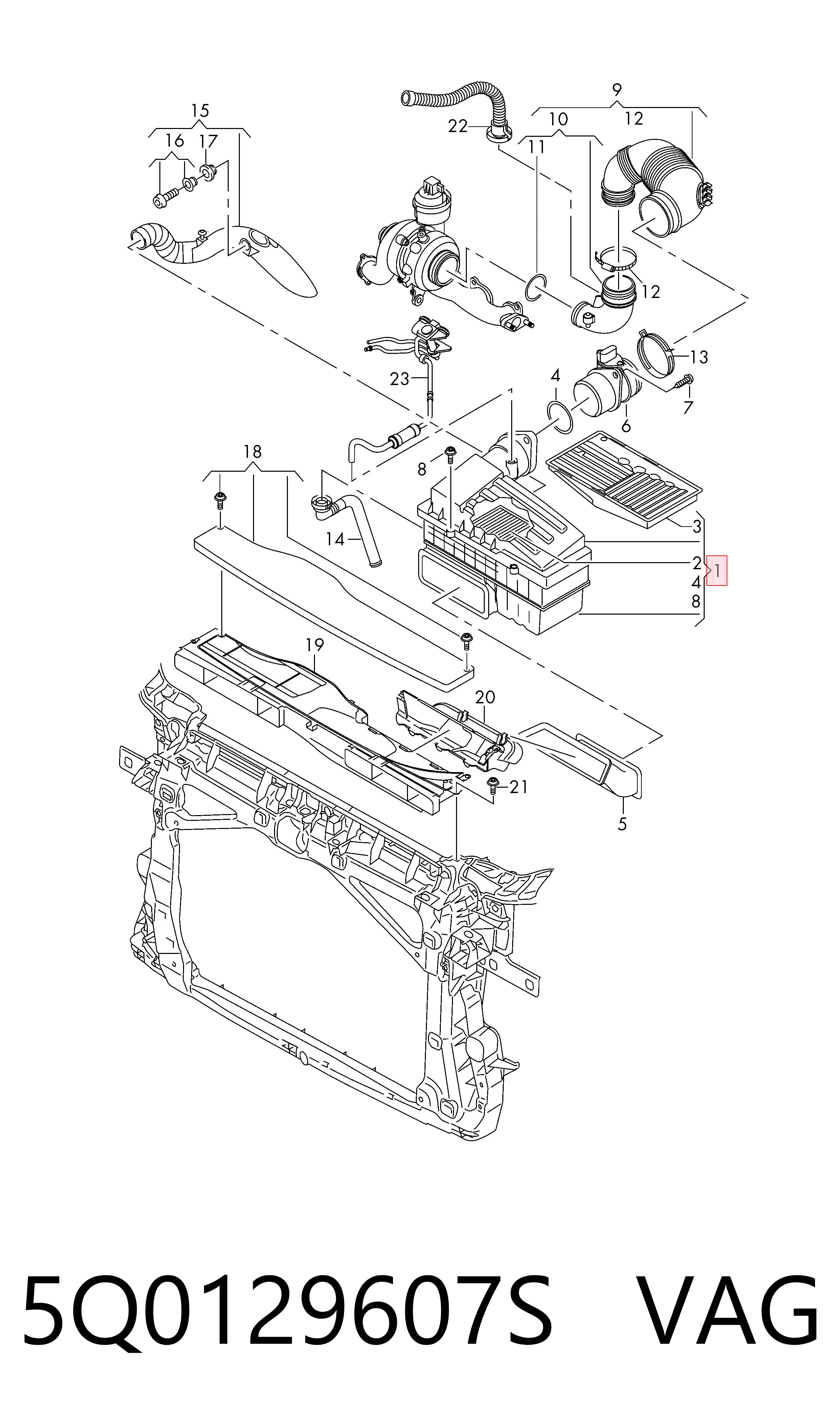 Obudowa filtra powietrza do Volkswagen Golf ALLTRACK VII BA5, BV5