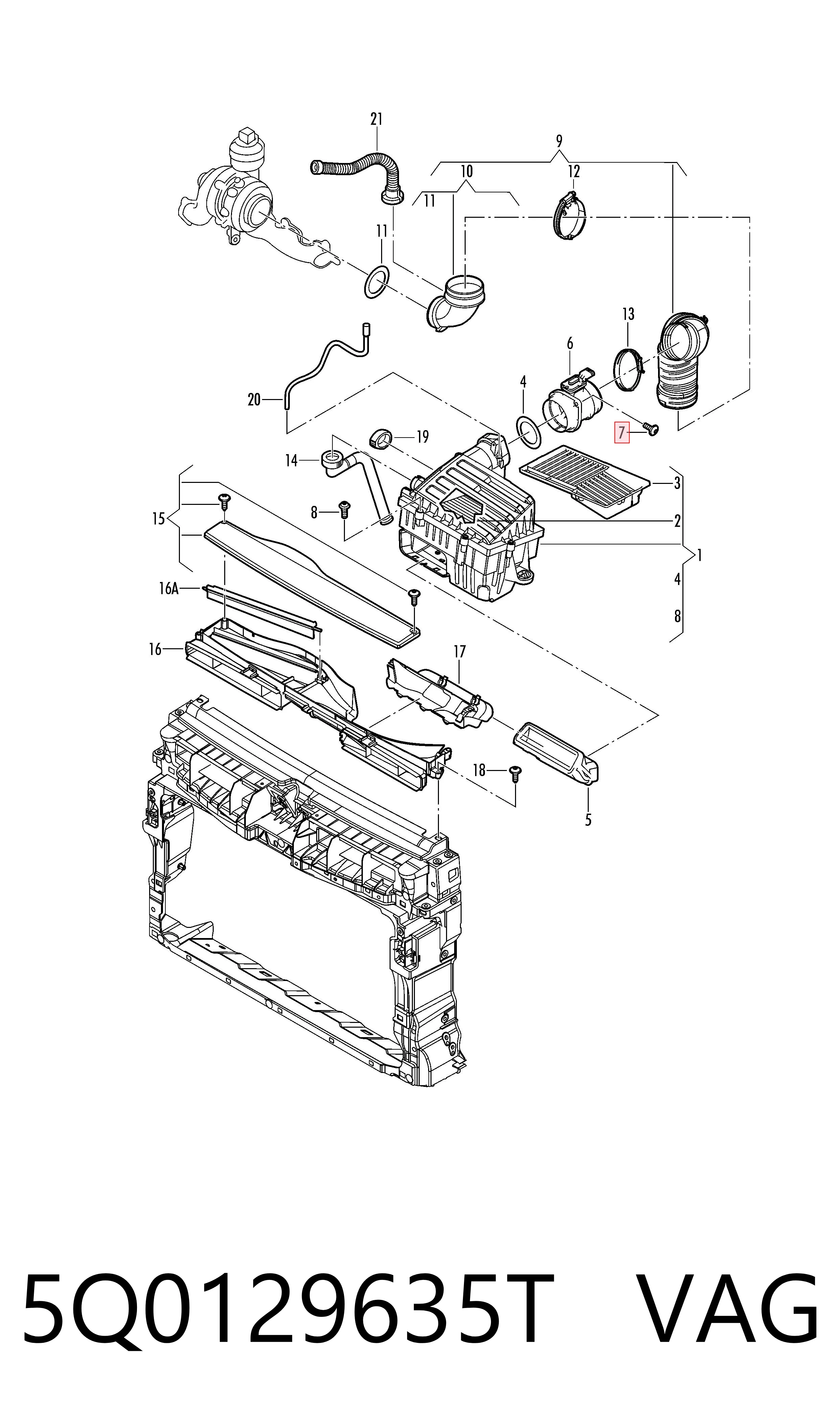 Króciec powietrza, wylot filtra powietrznego VAG 5Q0129635T cena, od 22,02 USD