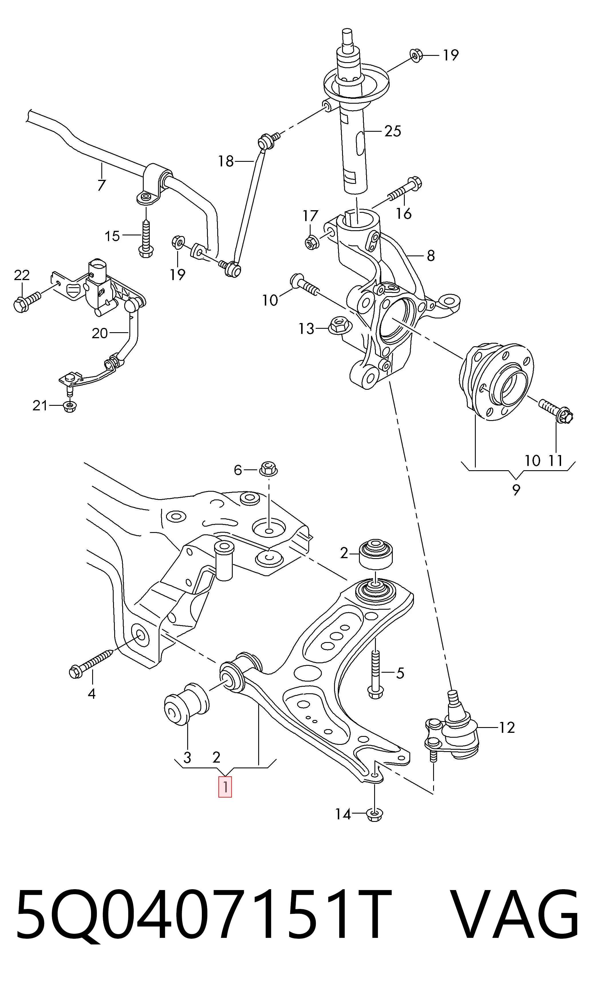Wahacz zawieszenia przedniego dolny lewy Skoda Octavia IV A8 hatchback (NX3, NN3, PV3) (2020 - 2026) cena, od 88,57 USD