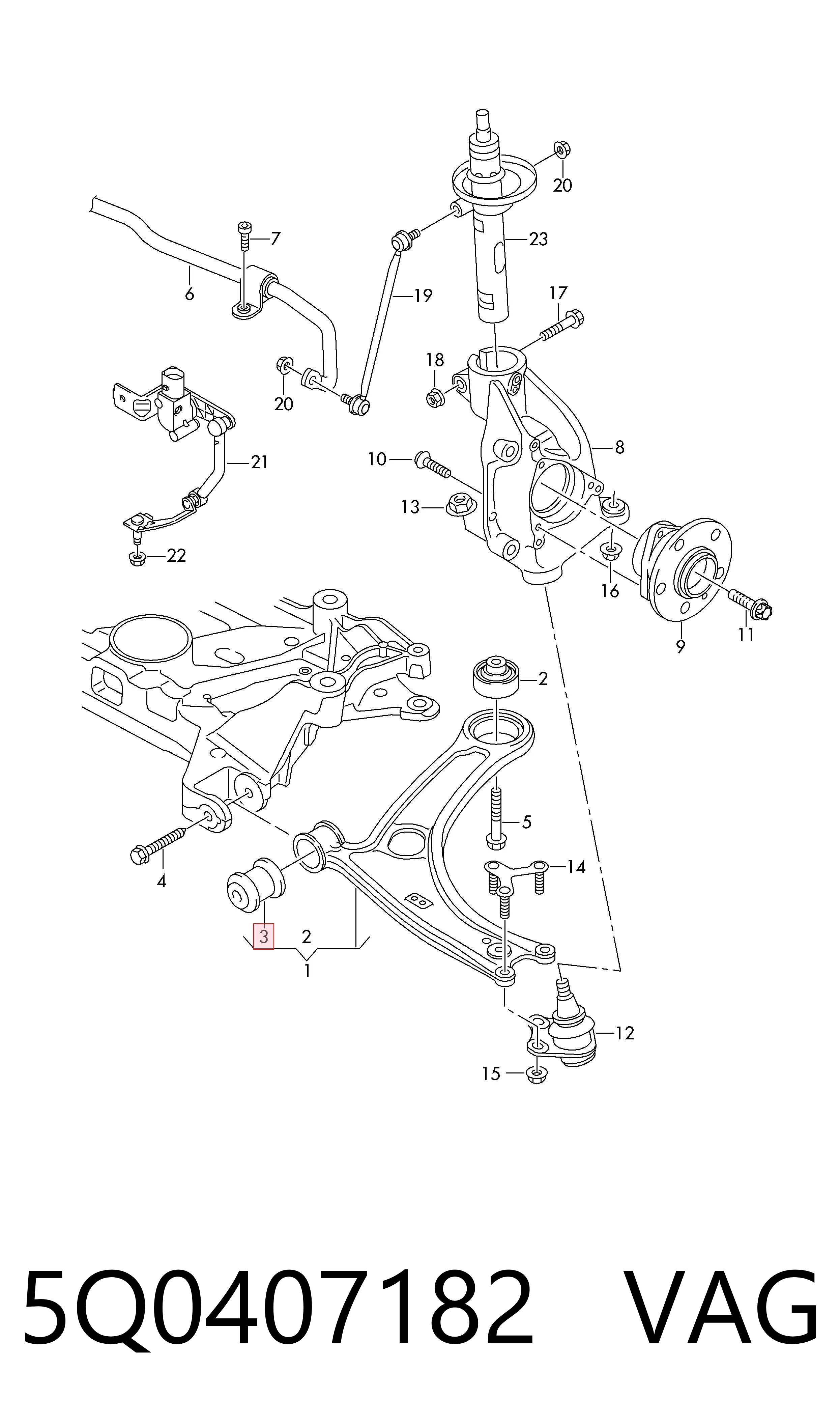 Silentblock przedniego wahacza dolnego VAG 5Q0407182 cena, od 10,94 USD