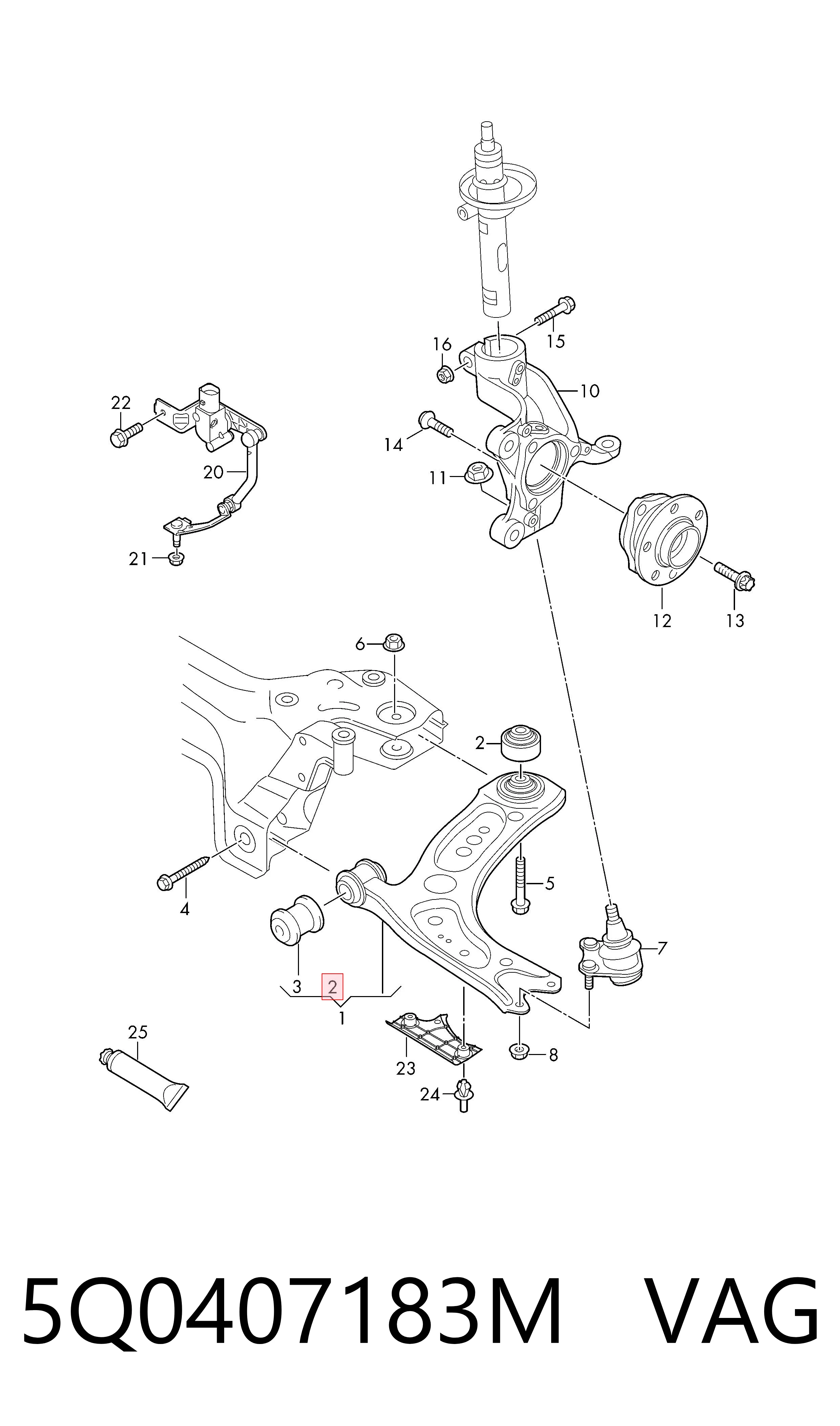 5Q0407183M VAG Silentblock przedniego wahacza dolnego