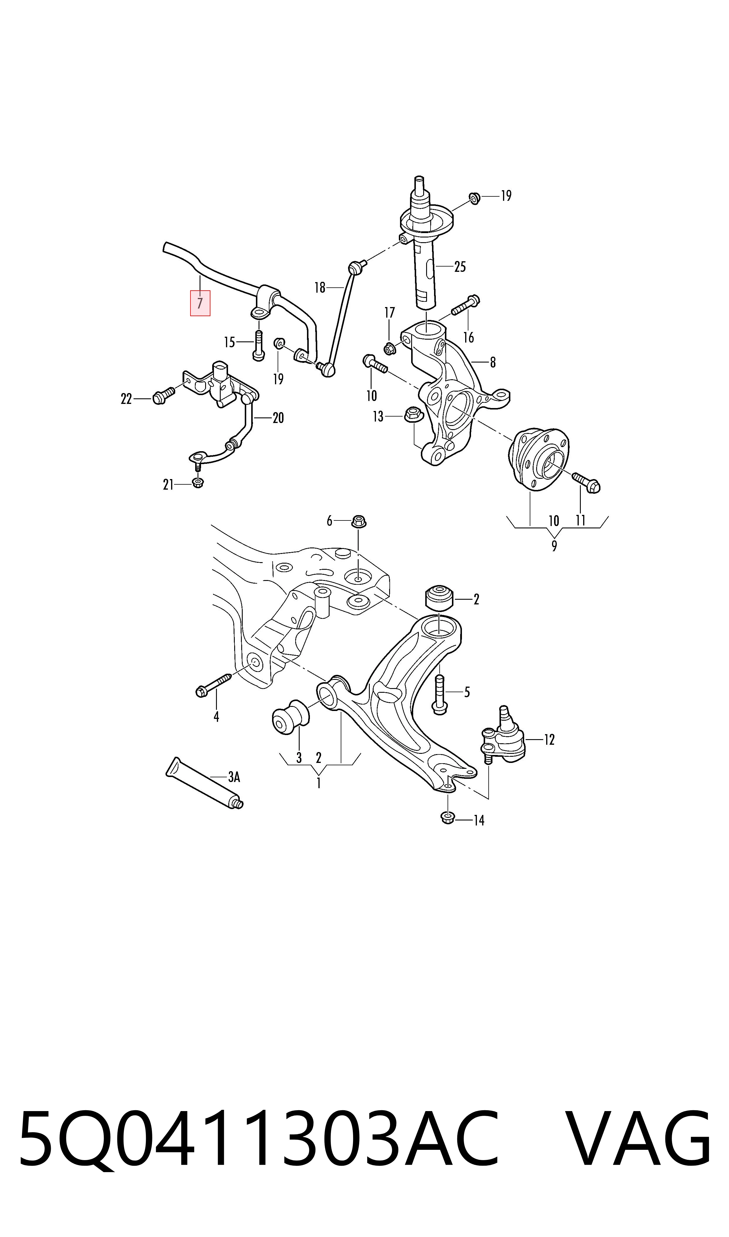 5Q0411303AC VAG Stabilizator przedni