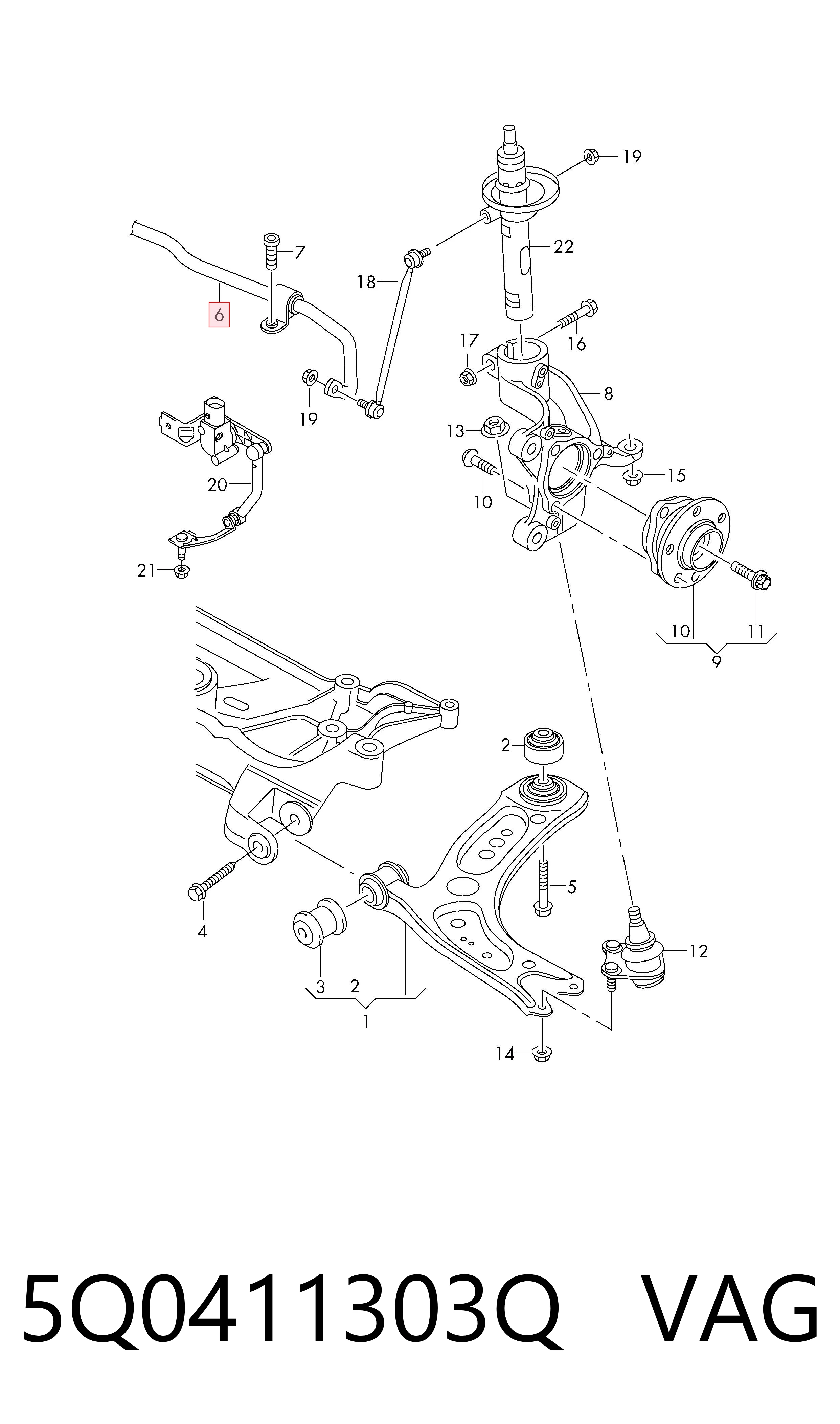 5Q0411303Q VAG Stabilizator przedni
