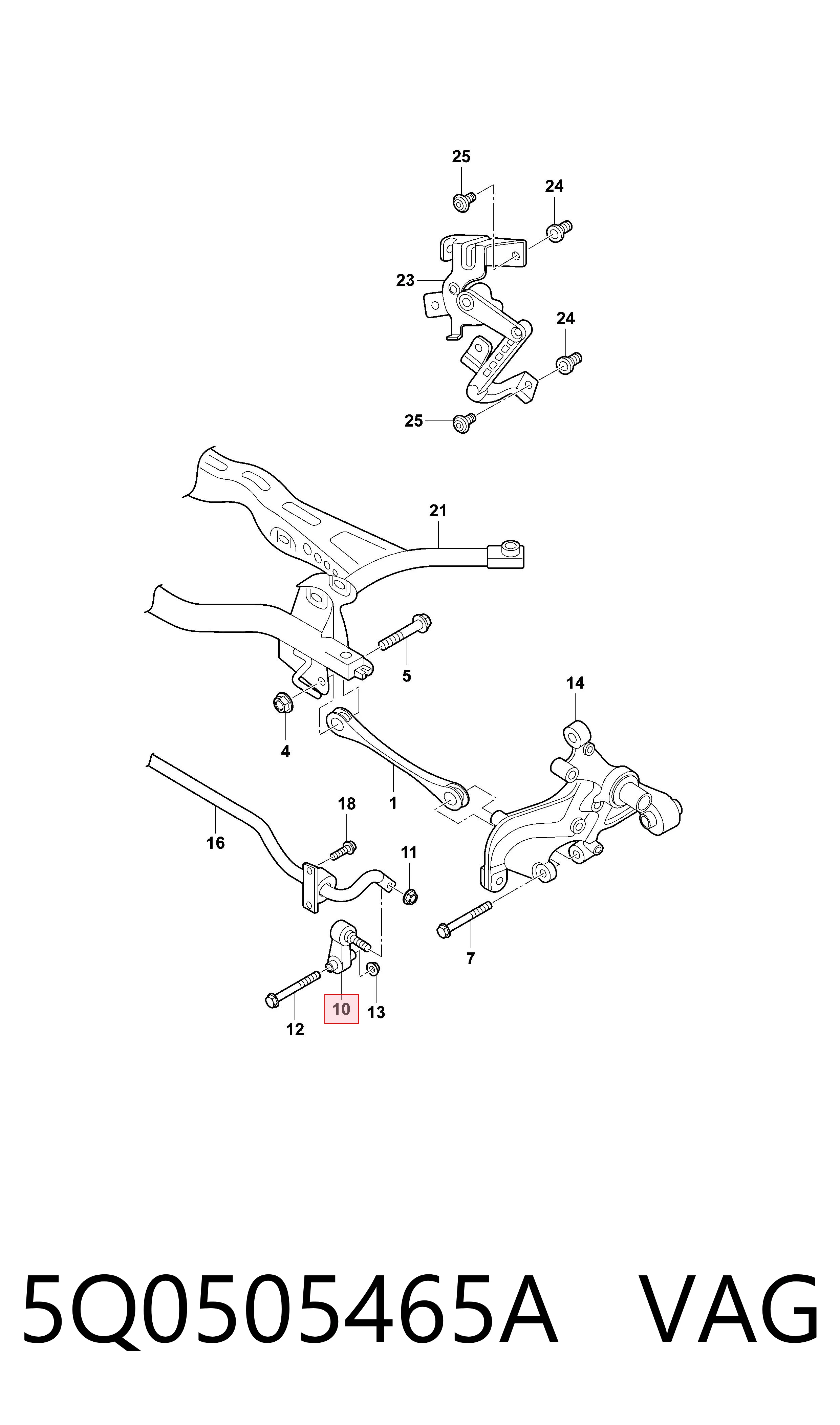 Łącznik stabilizatora tylnego 5Q0505465A VAG