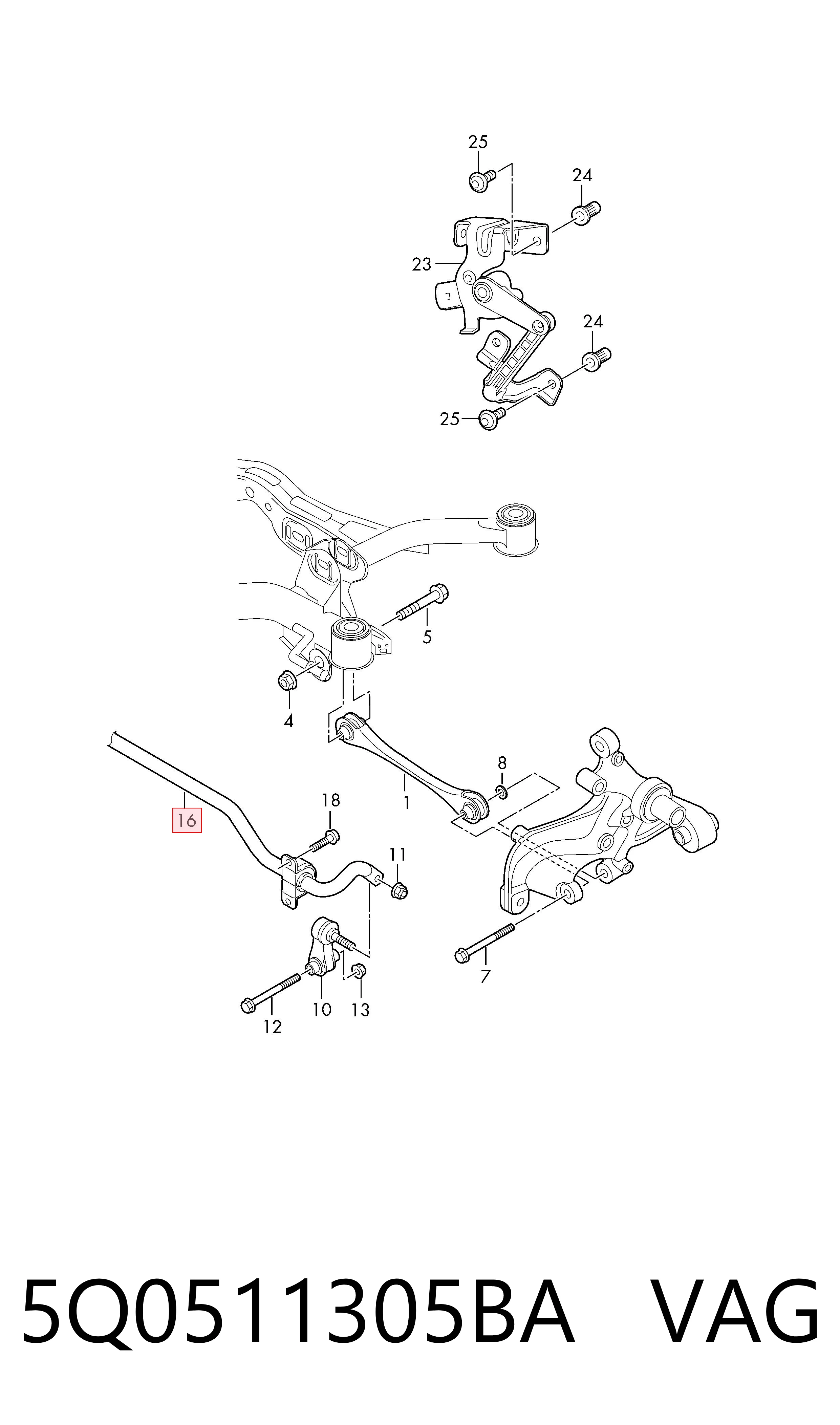 5Q0511305BA VAG Stabilizator tylny