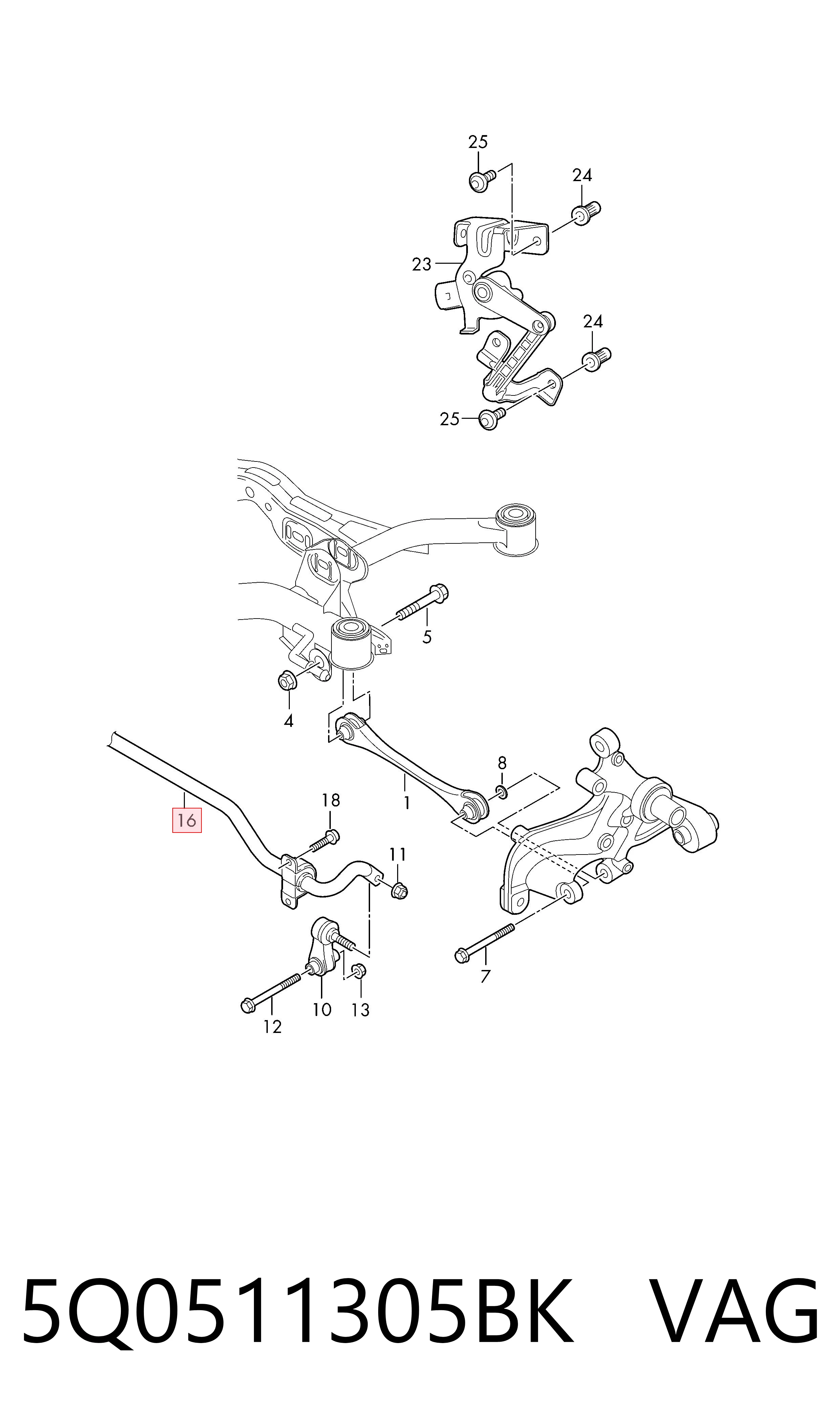Stabilizator tylny VAG 5Q0511305BK cena, od 158,34 USD