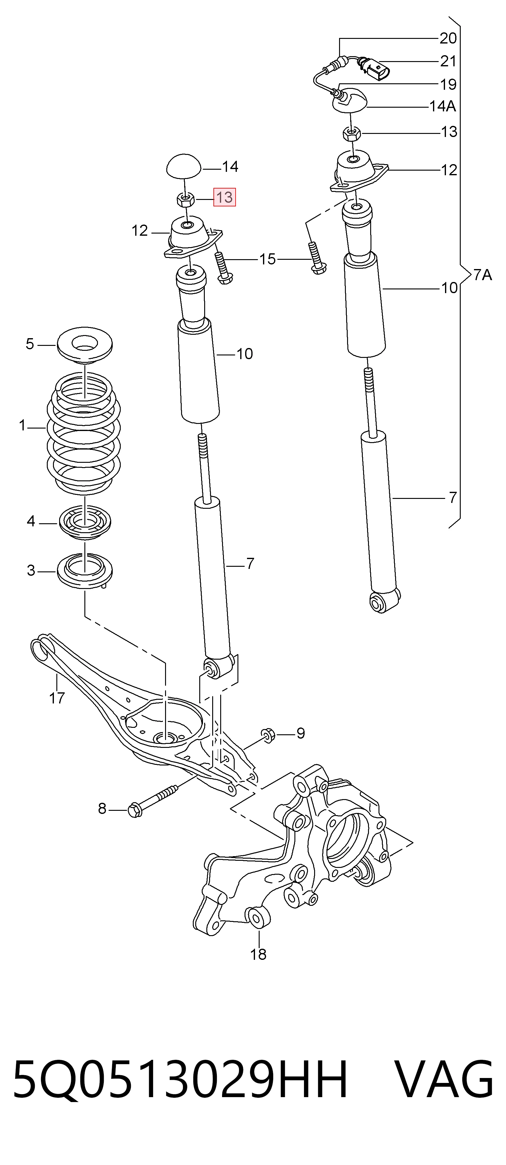 Amortyzator tylny VAG 5Q0513029HH cena, od 4,31 USD