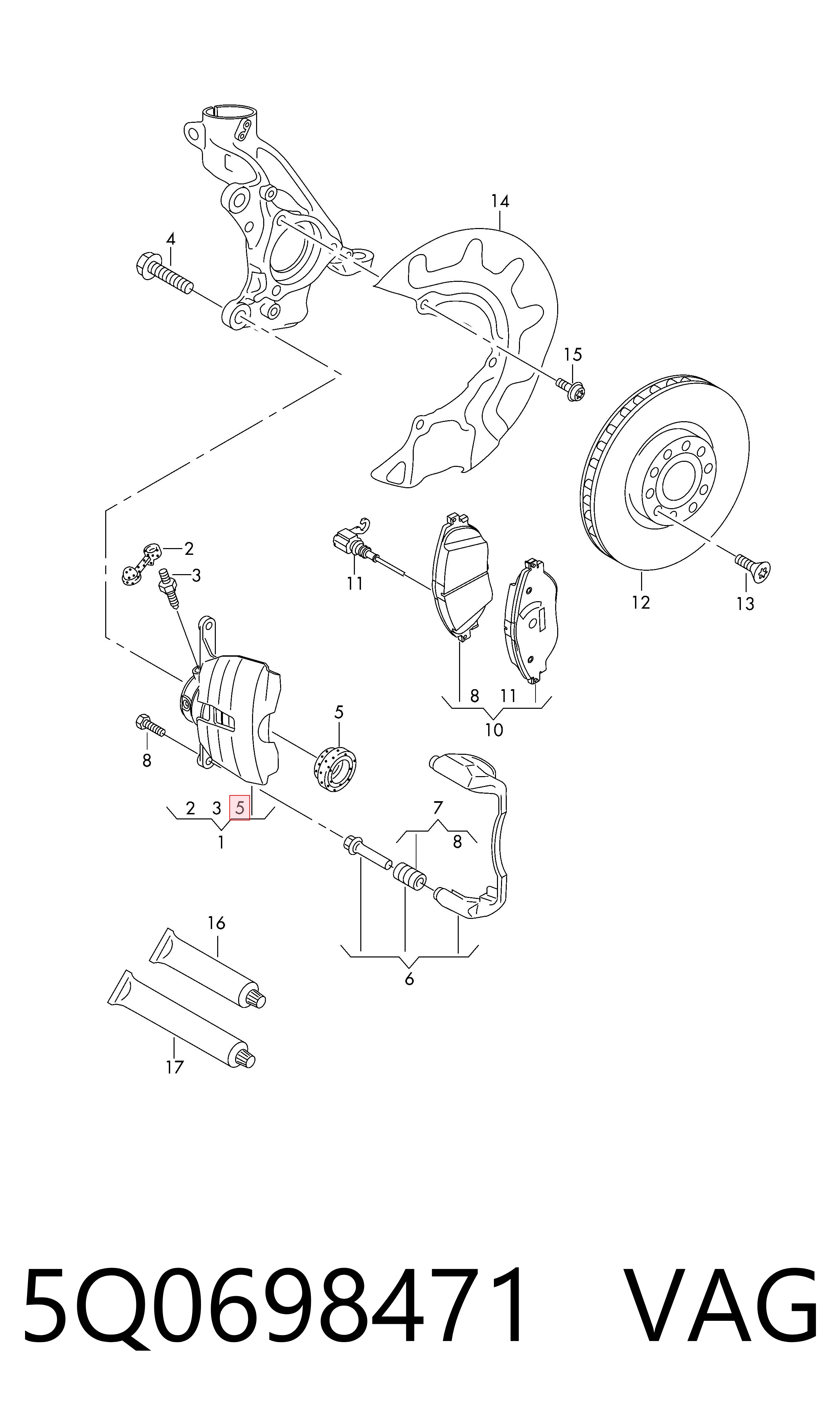 Zestaw naprawczy zacisku hamulcowego przedniego Volkswagen Polo VI hatchback (AW1, BZ1, AE1) (2017 - 2026) cena, od 6,72 USD