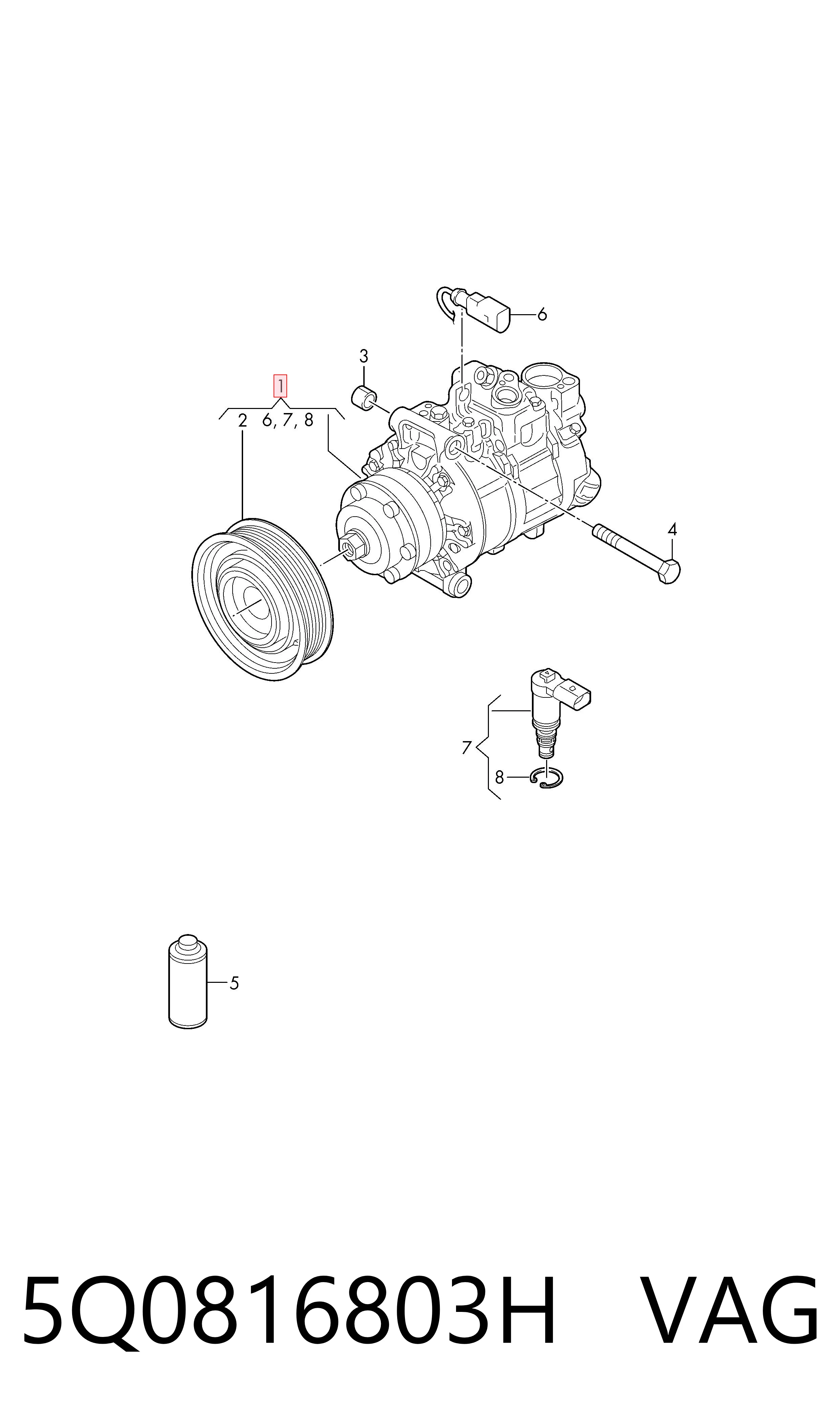 Sprężarka klimatyzacji VAG 5Q0816803H cena, od 109,12 USD