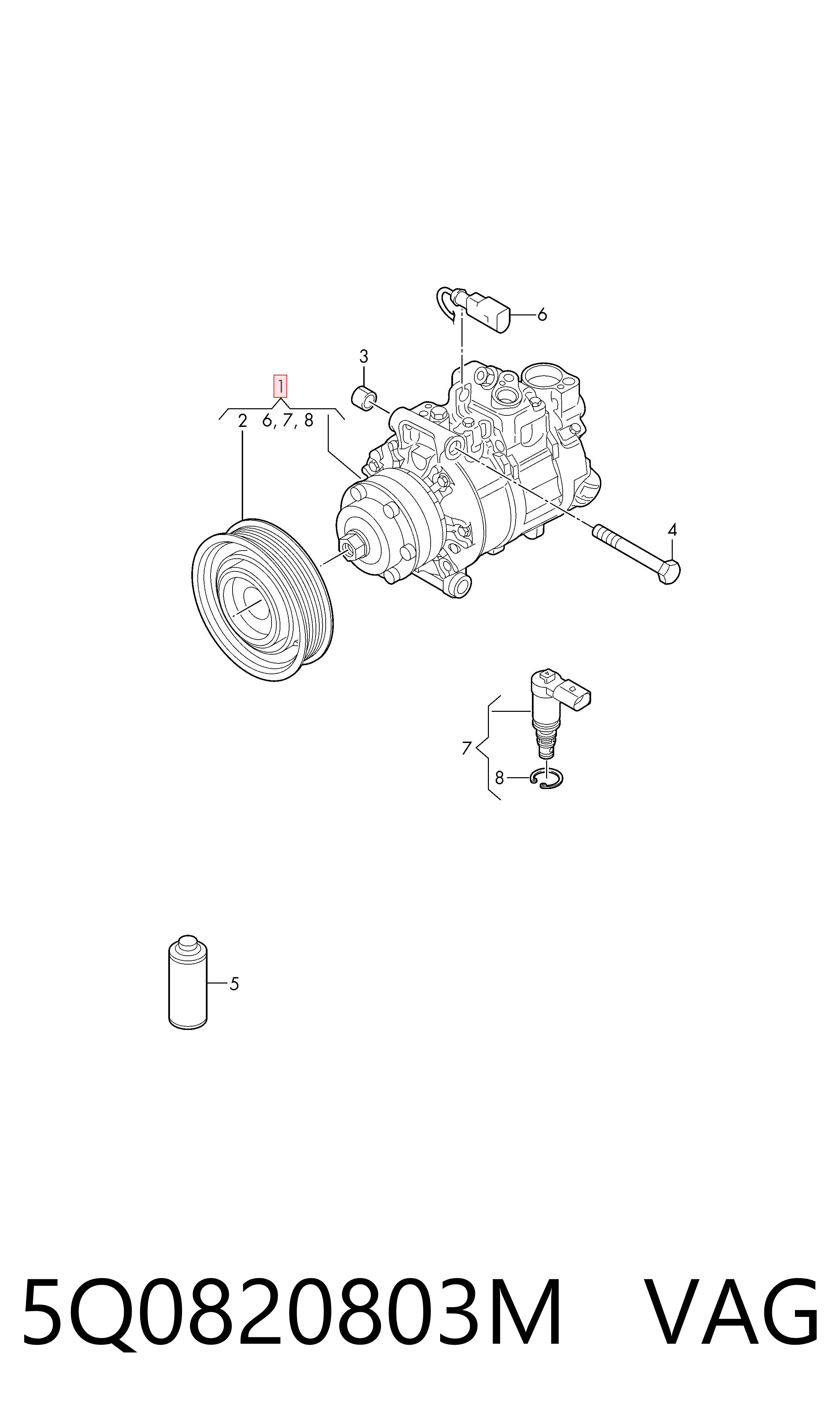 5Q0820803M VAG Sprężarka klimatyzacji