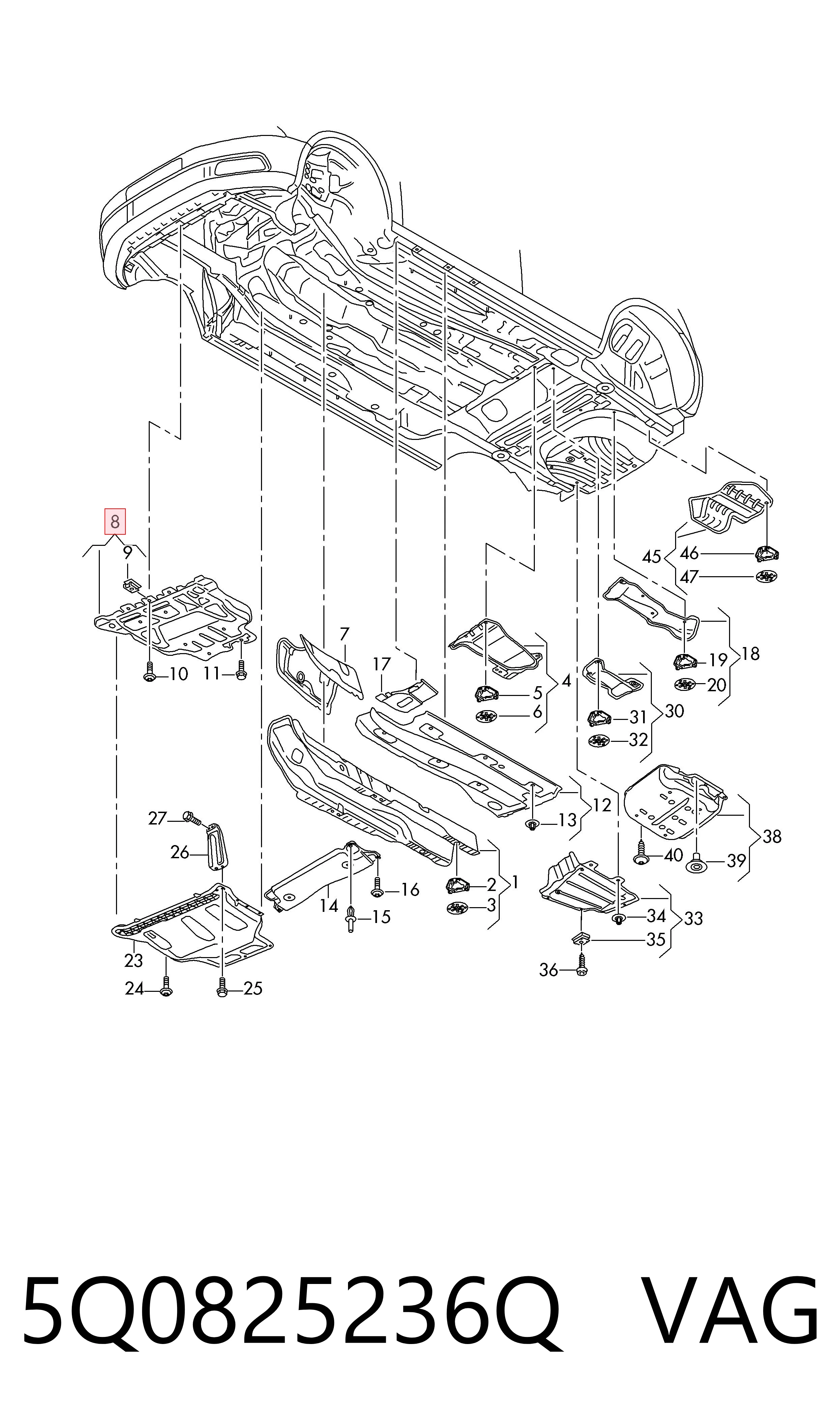 Osłona silnika, miski (przedziału silnika) Volkswagen Passat B8 sedana (3G2, CB2) (2014 - 2026) cena, od 45,83 USD