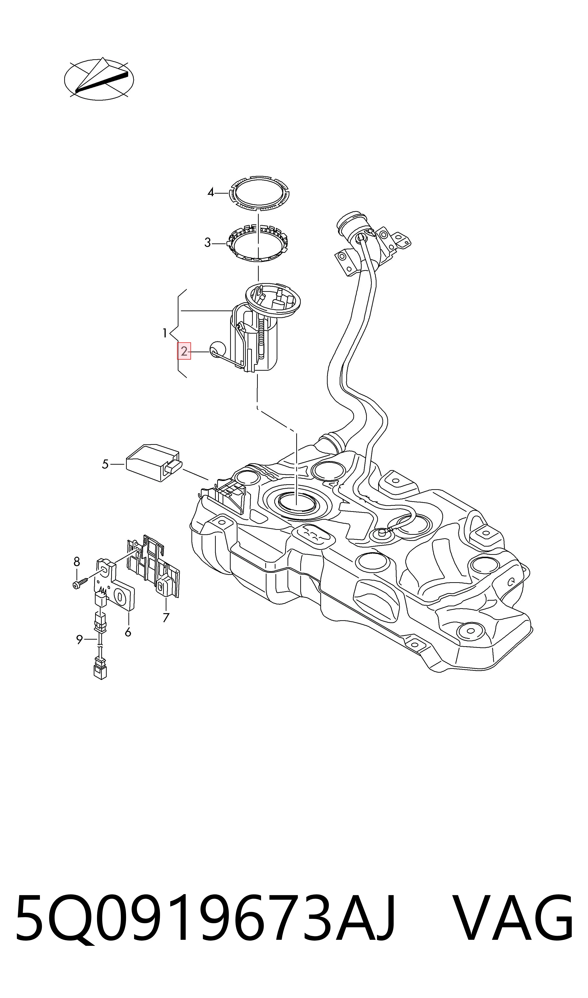 Czujnik poziomu paliwa w zbiorniku do Audi A3  8VS, 8VM