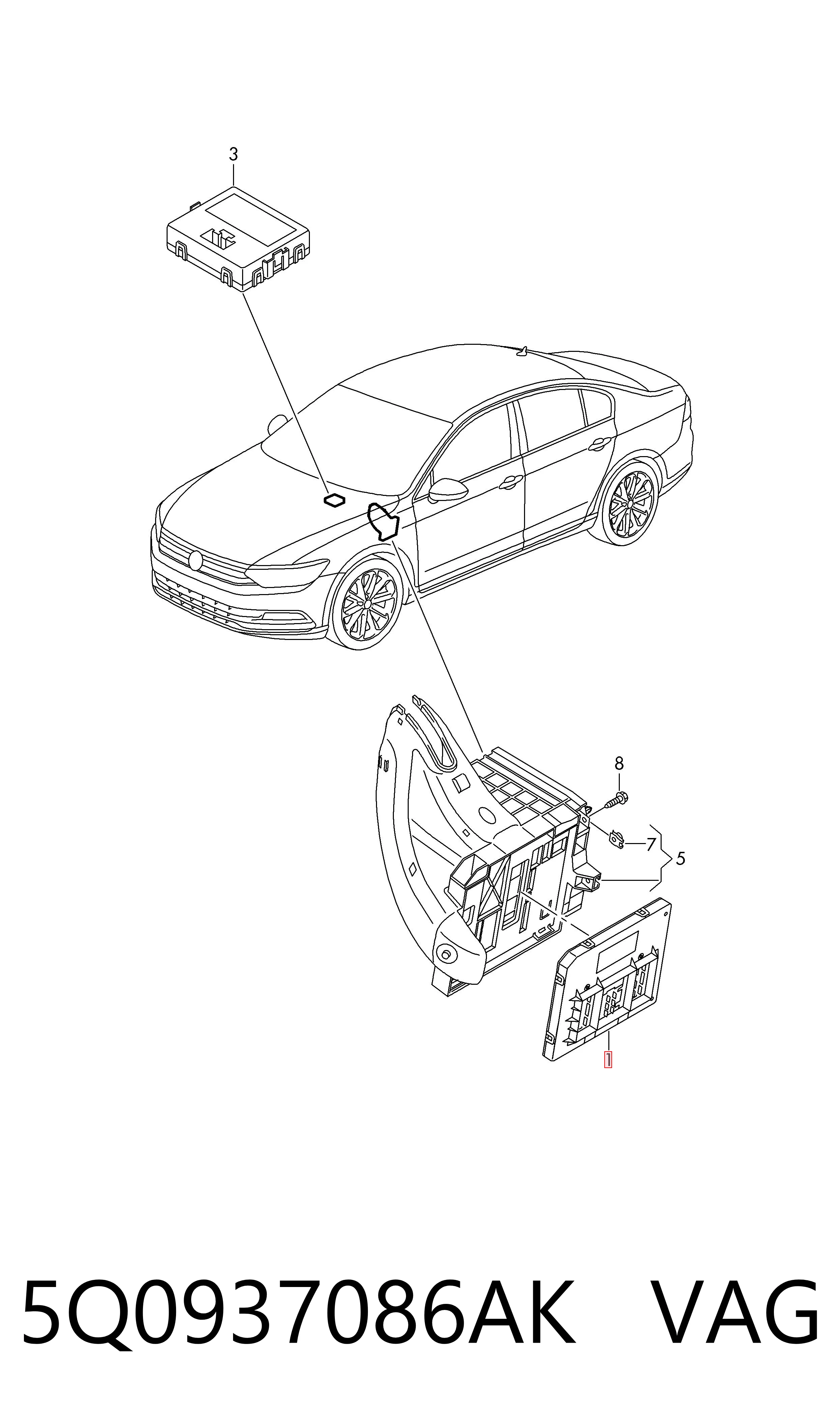 Blok komfortu do Volkswagen Passat B8 3G2, CB2