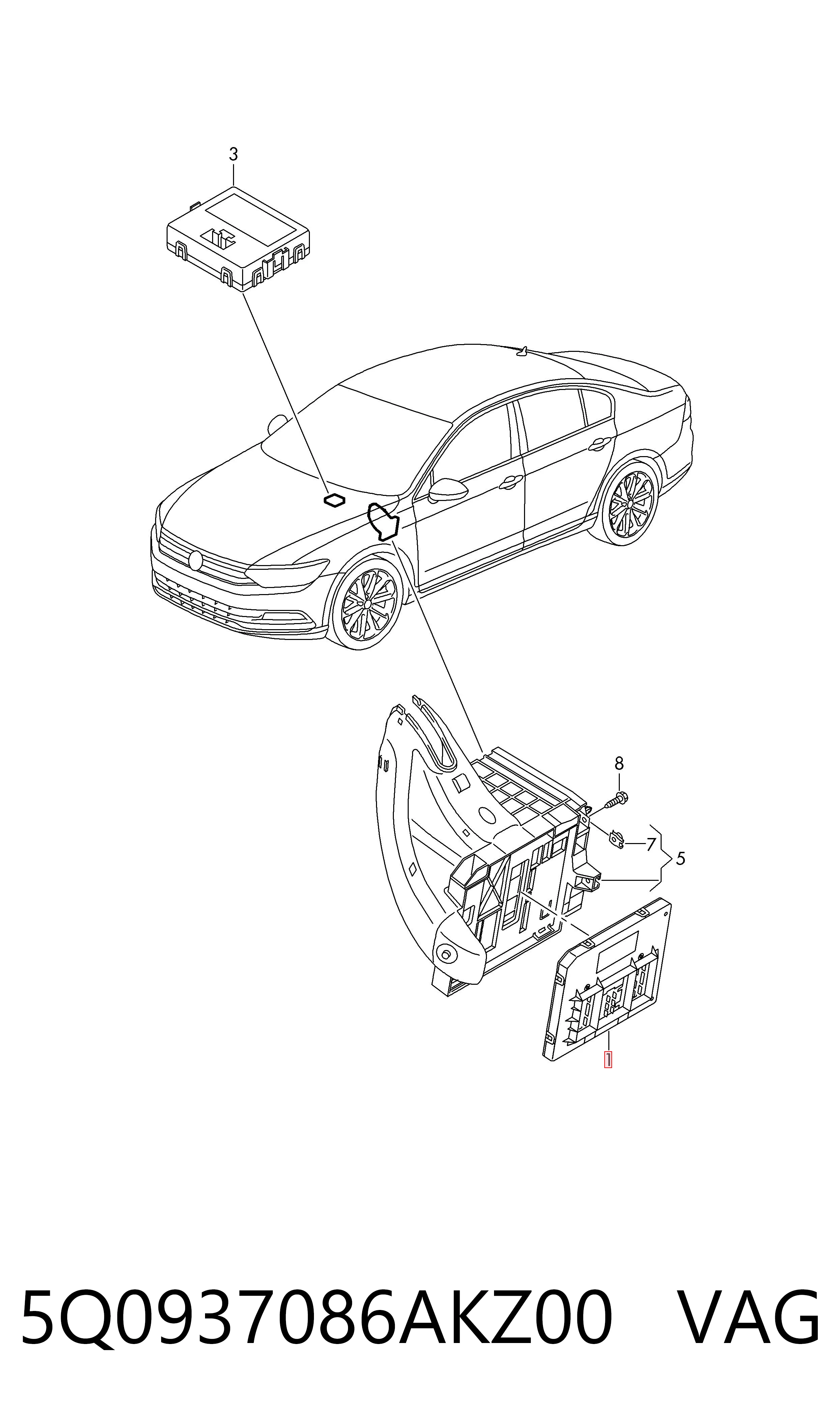 Blok komfortu Volkswagen Passat B8 sedana (3G2, CB2) (2014 - 2026) cena, od 184,20 USD