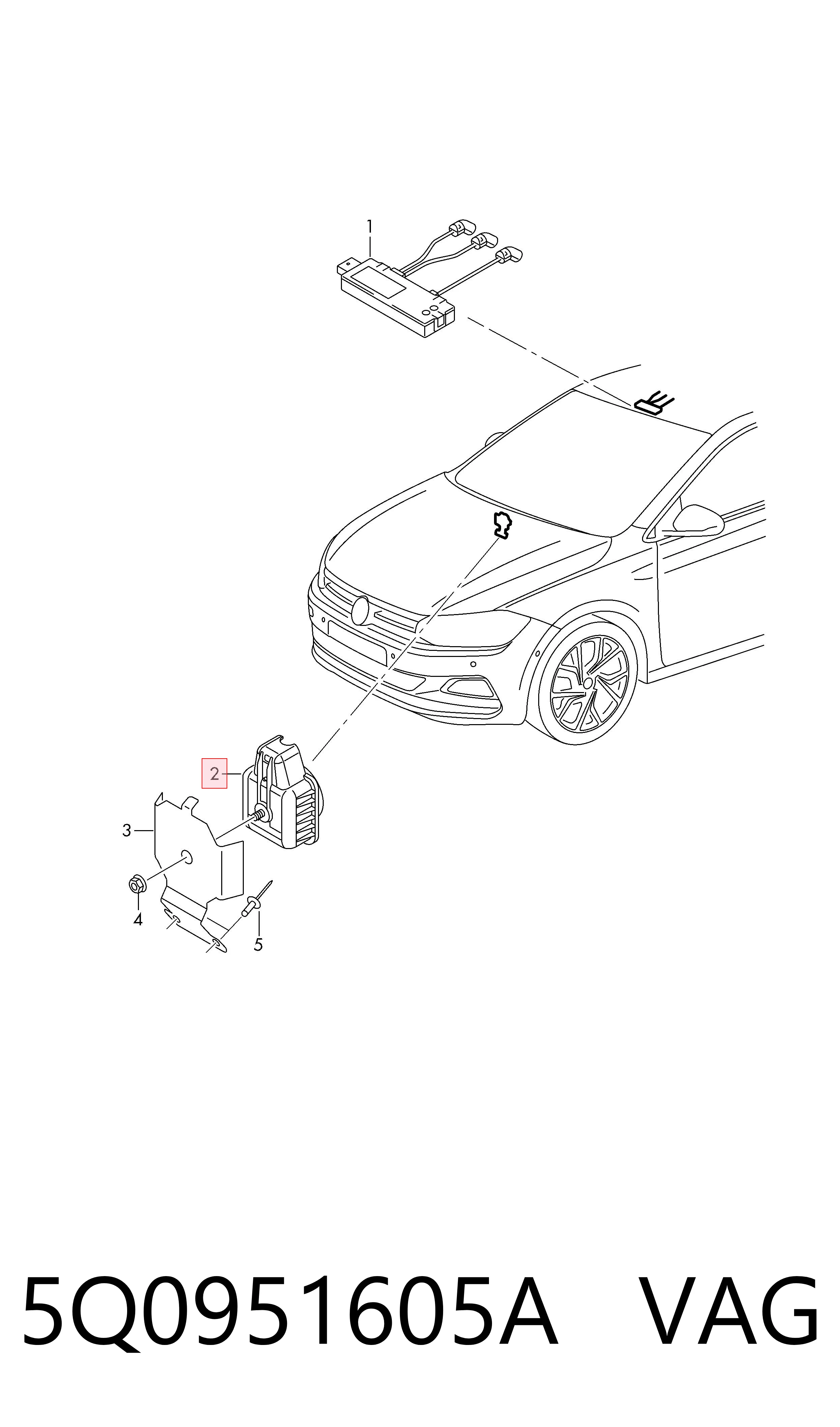 5Q0951605A VAG Alarm systemu antynapadu