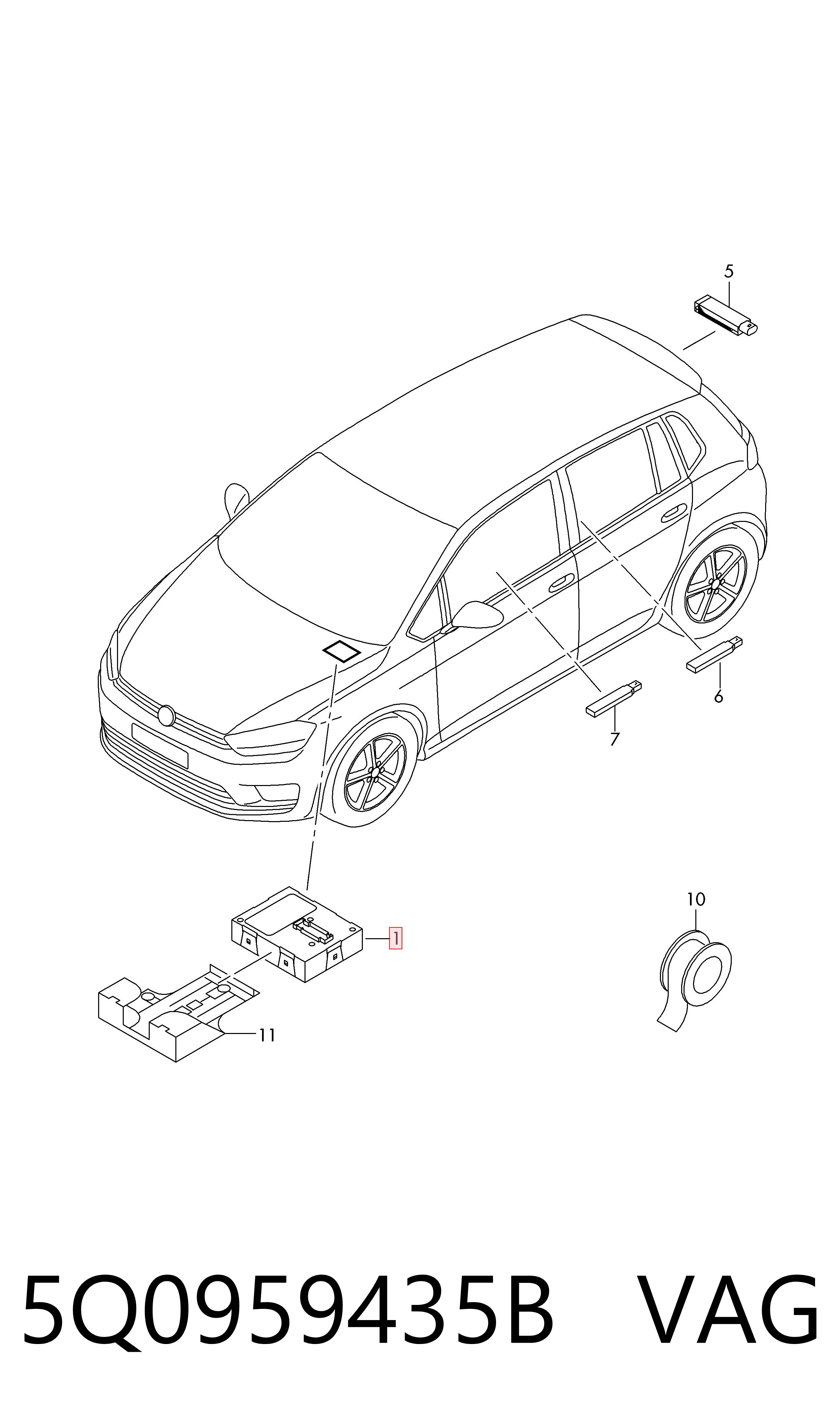 5Q0959435B VAG Sterownik immobilizera