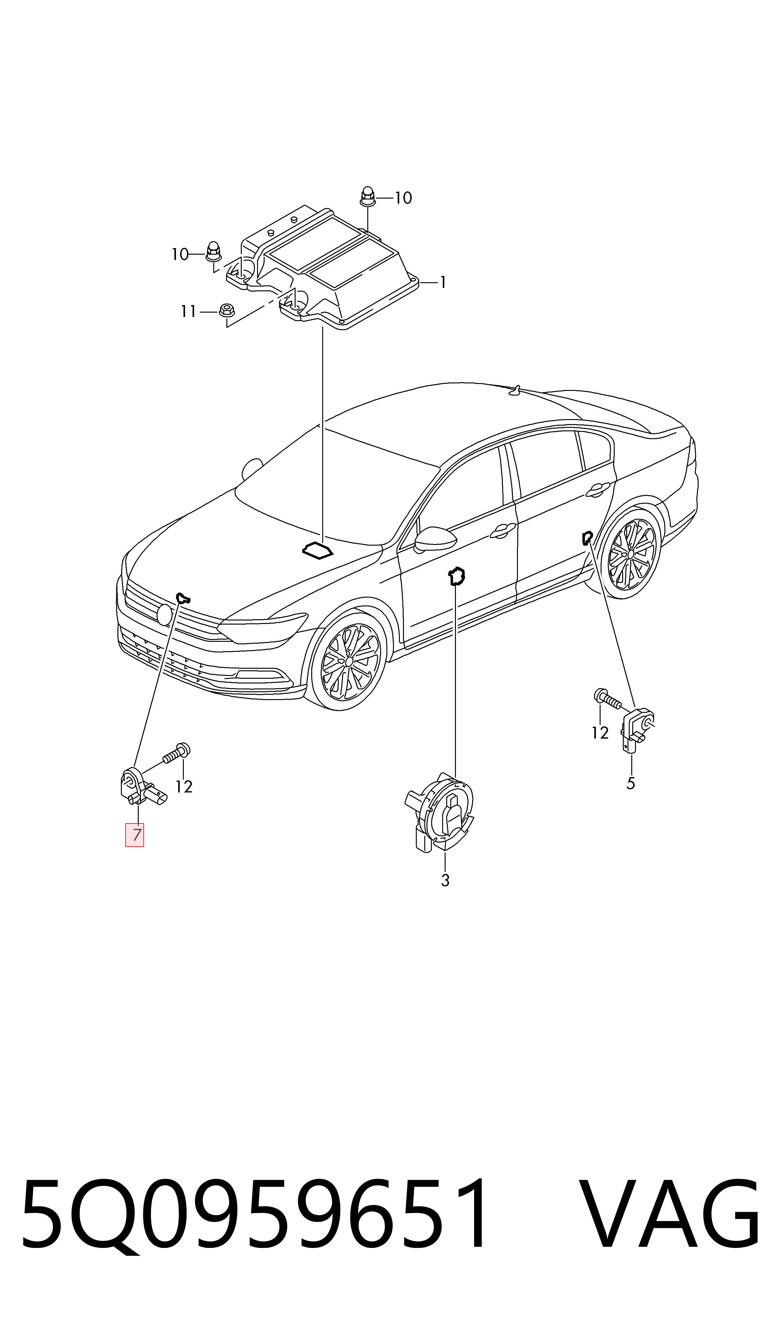 5Q0959651 VAG Czujnik AIRBAG przedni