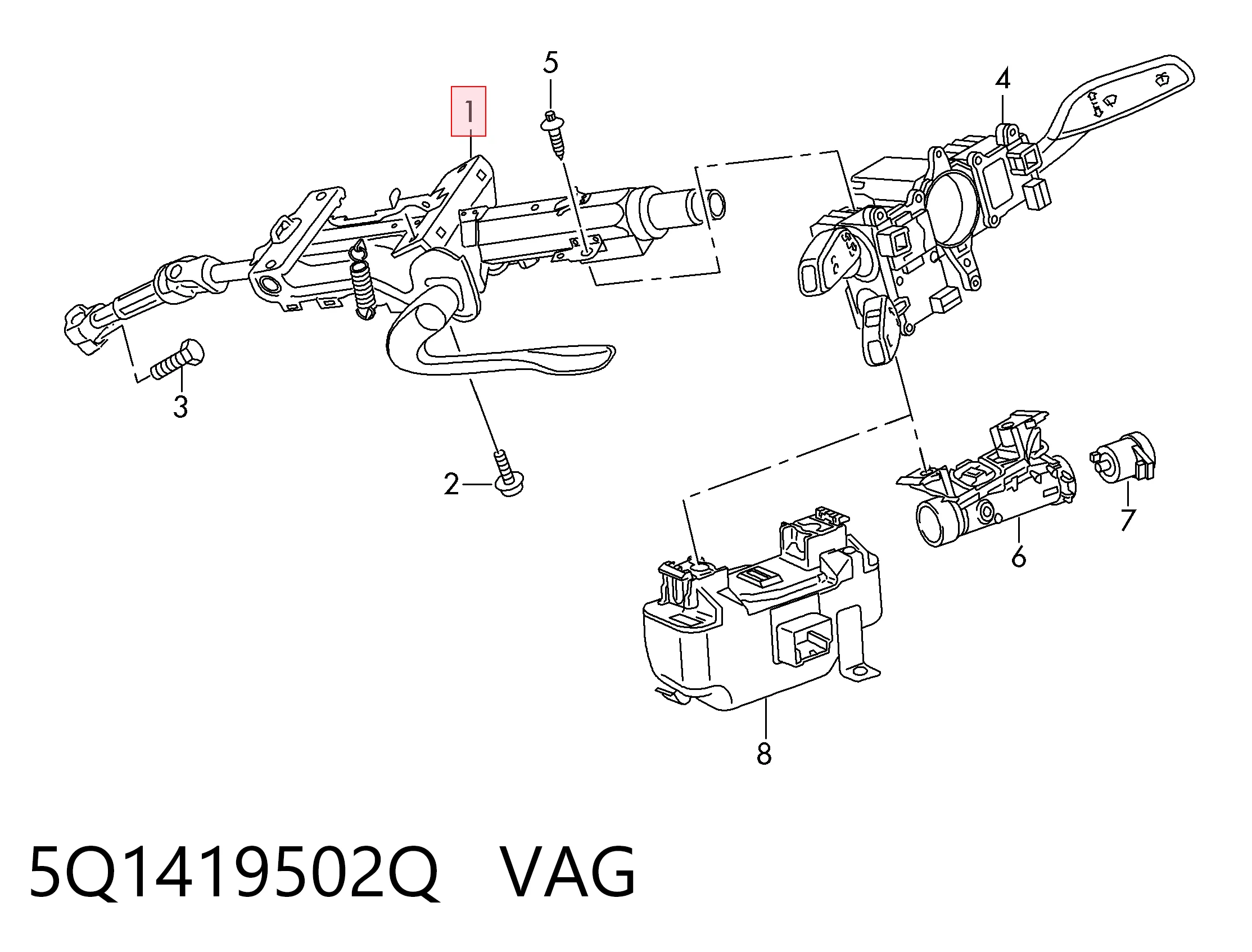 Kolumna (wał) kierownicza (kierownicy) Skoda Octavia III A7 liftback (5E3, NL3, NR3) (2012 - 2021) cena, od 102,30 USD