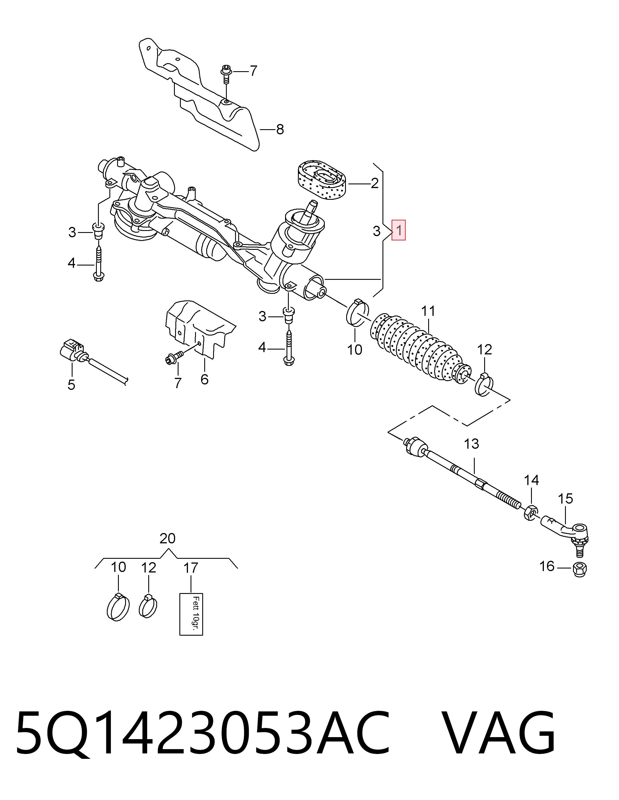 Listwa kierownicza (maglownica) Audi A3 sedana (8VS, 8VM) (2013 - 2020) cena, od 514,92 USD